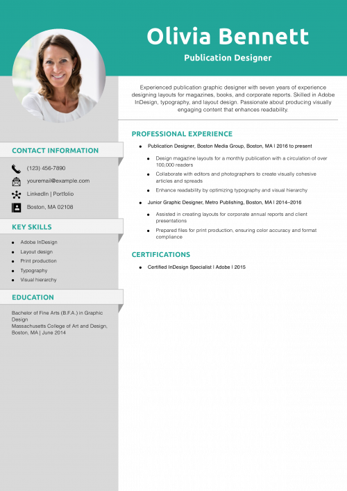 Publication Graphic Designer Resume Example