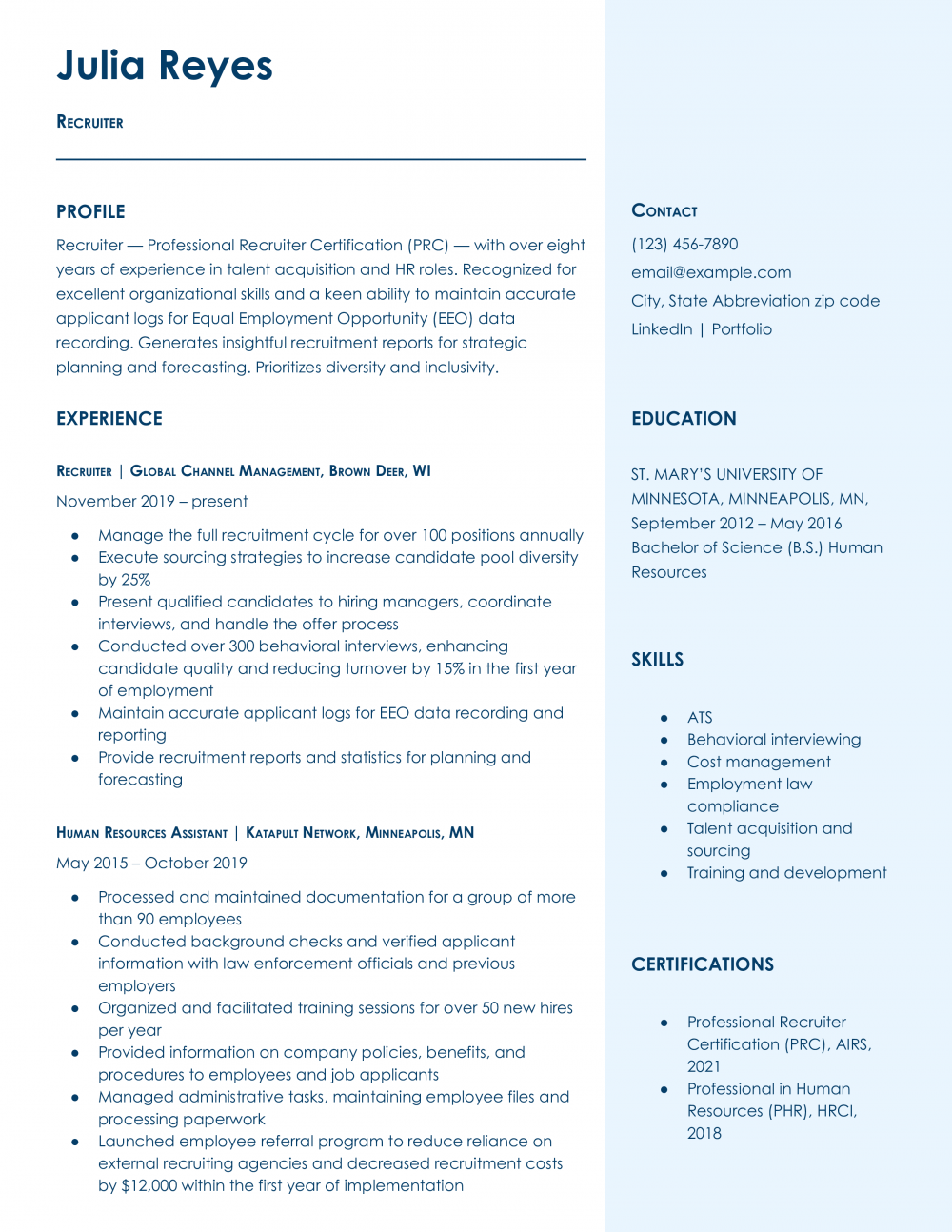 Recruiter Resume Templates and Examples