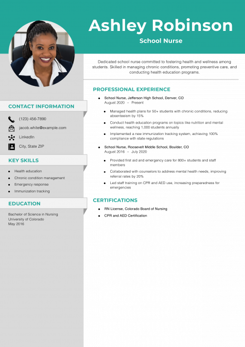 School Nurse Resume Example
