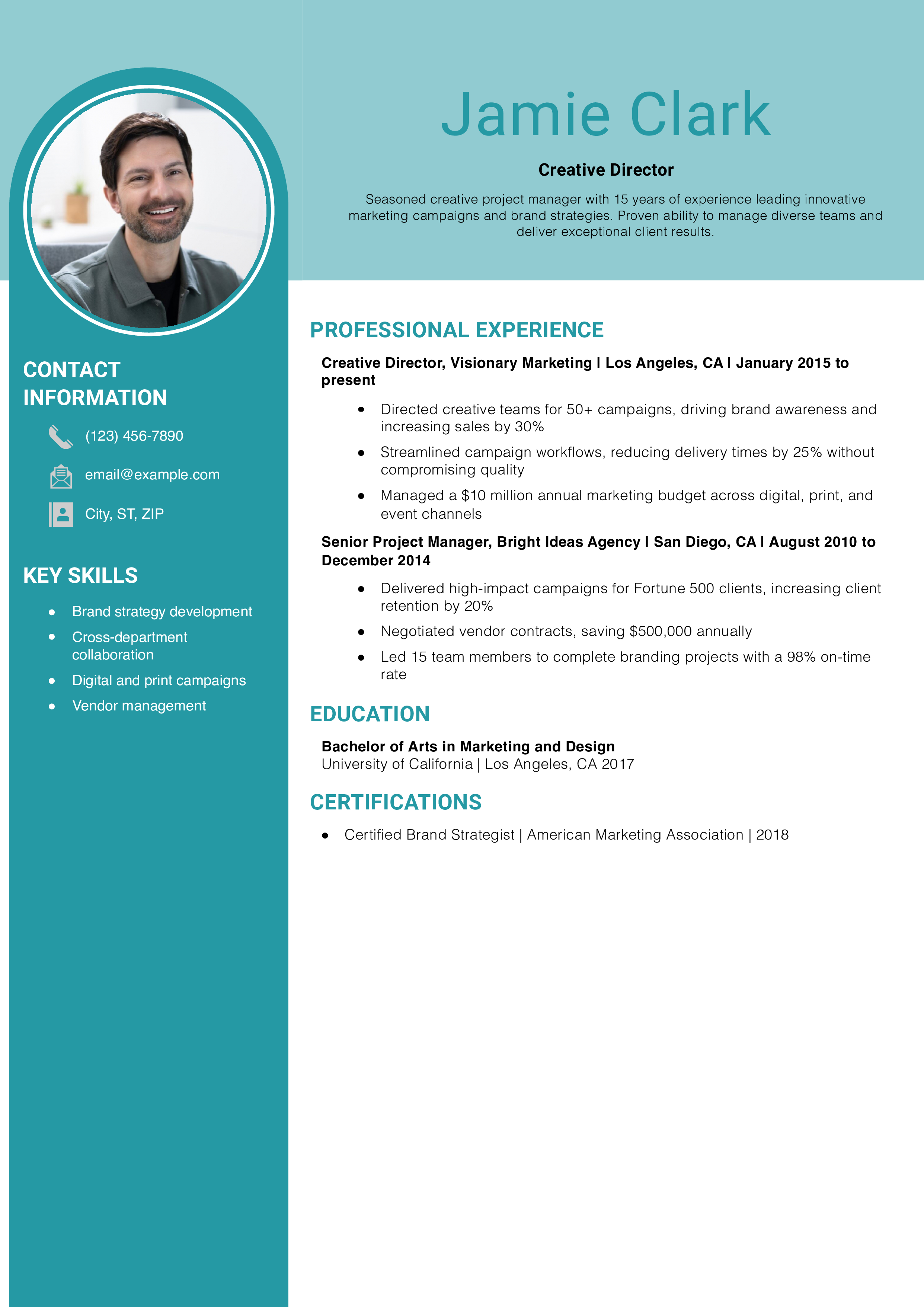 Senior Creative Project Manager Resume Example