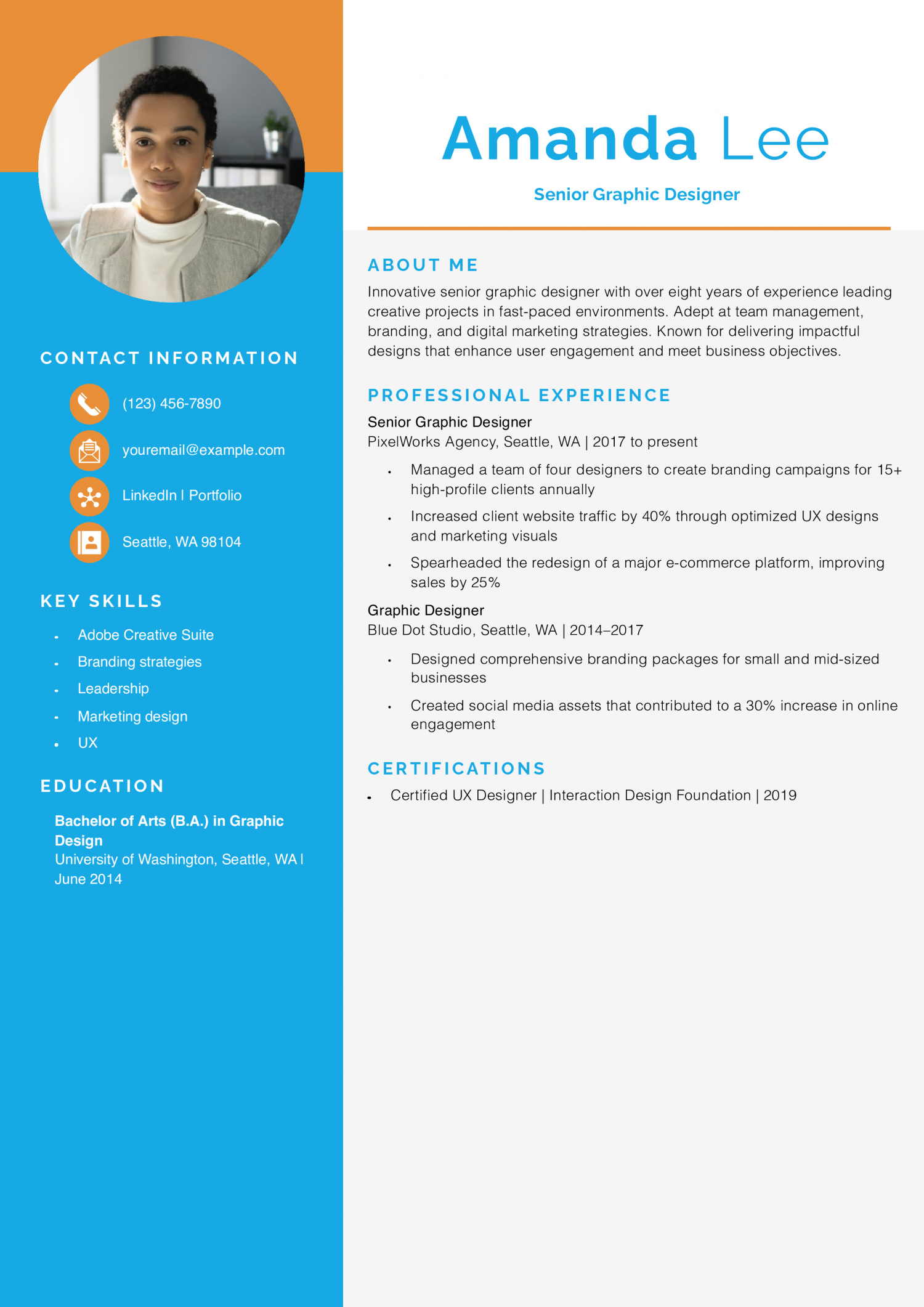 Senior Graphic Designer Resume Example
