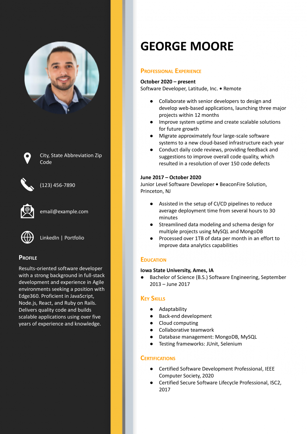 Software Developer resume templates
