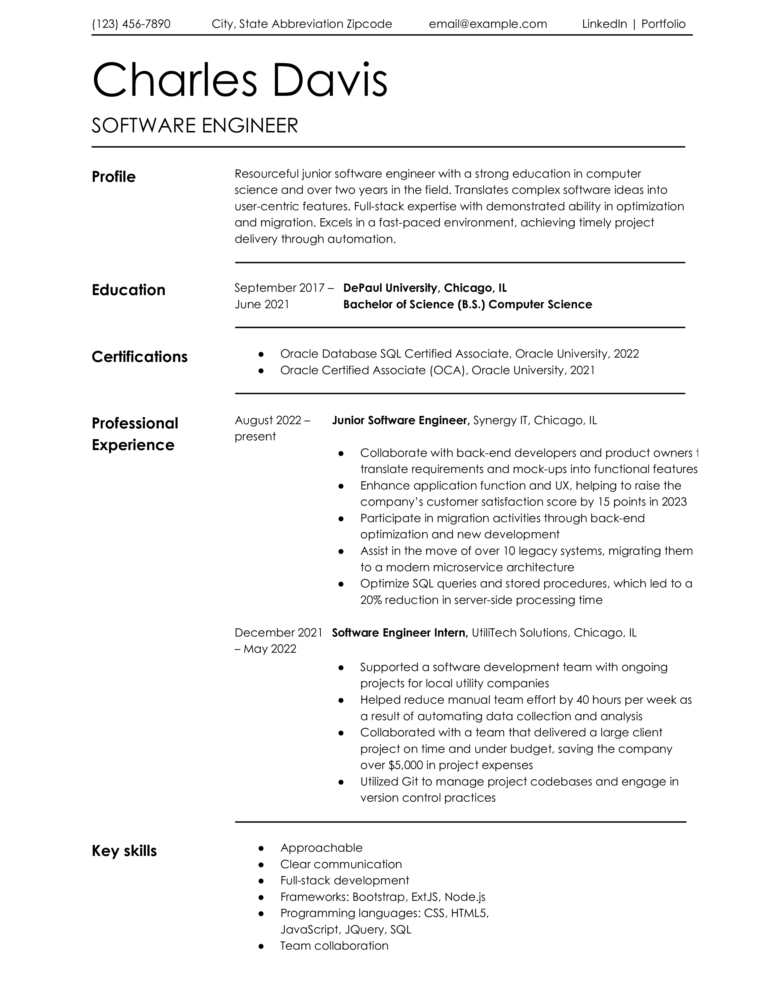 Software Engineer Resume Templates and Examples_Entry-level