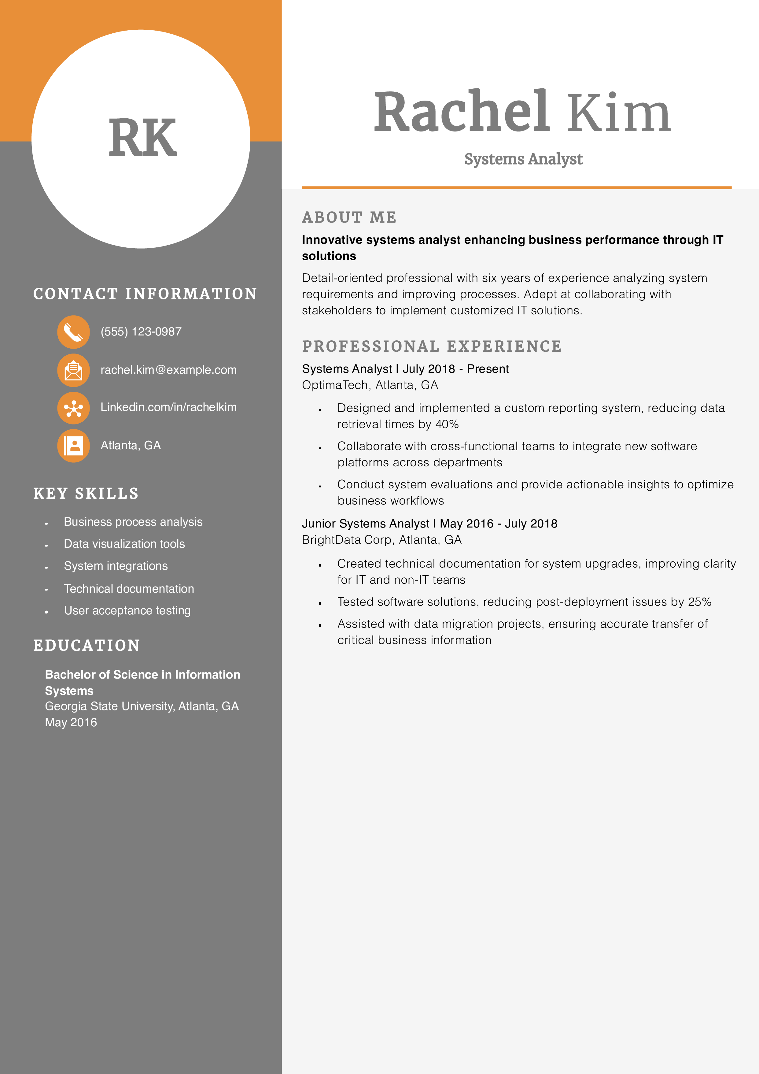 Systems Analyst Resume Example