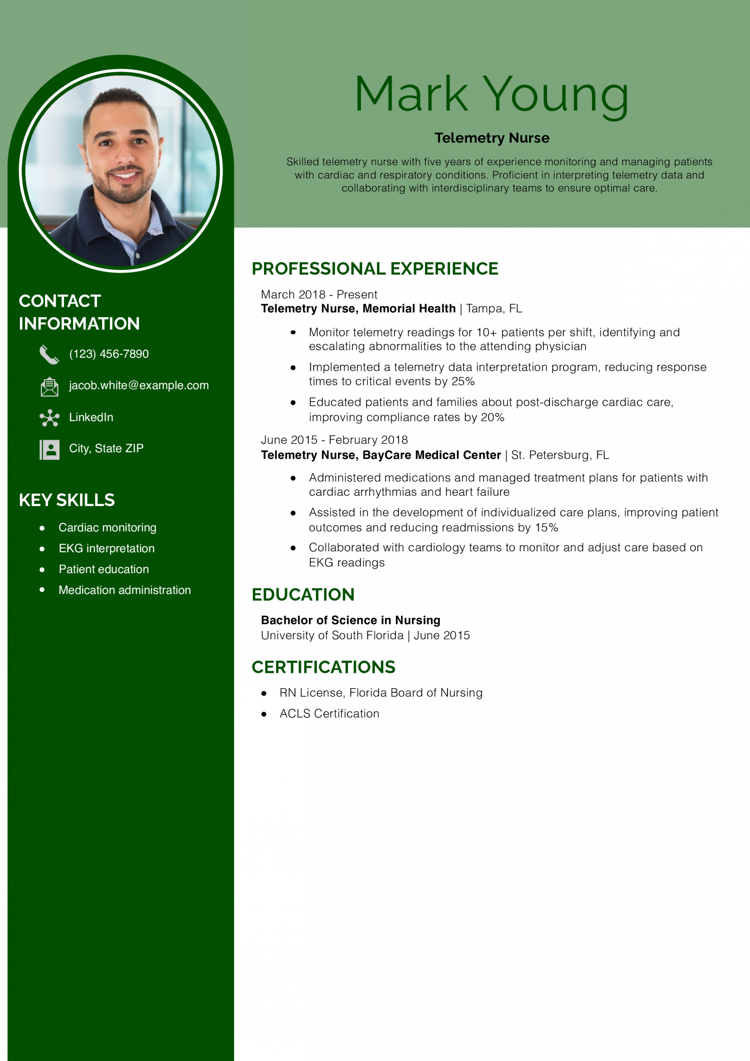 Telemetry Nurse Resume Example