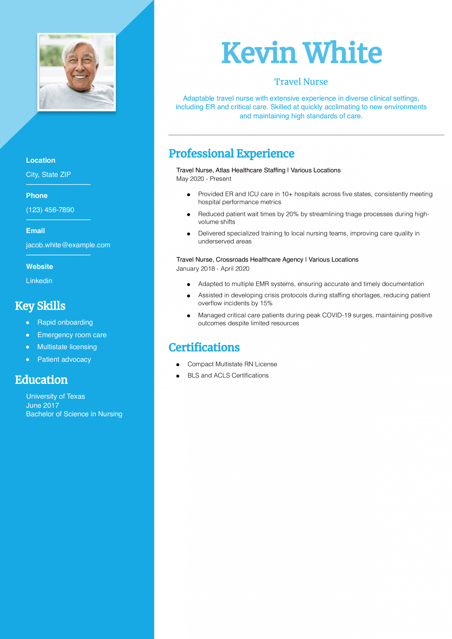 Travel Nurse Resume Example
