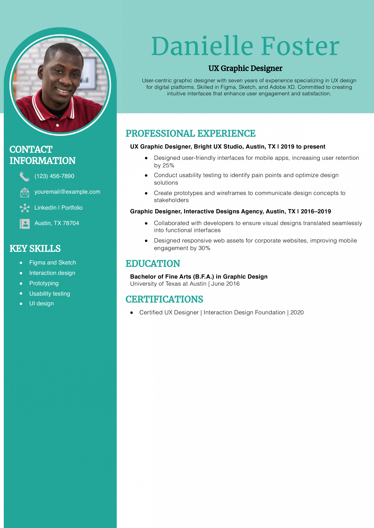 UX Graphic Designer Resume Example