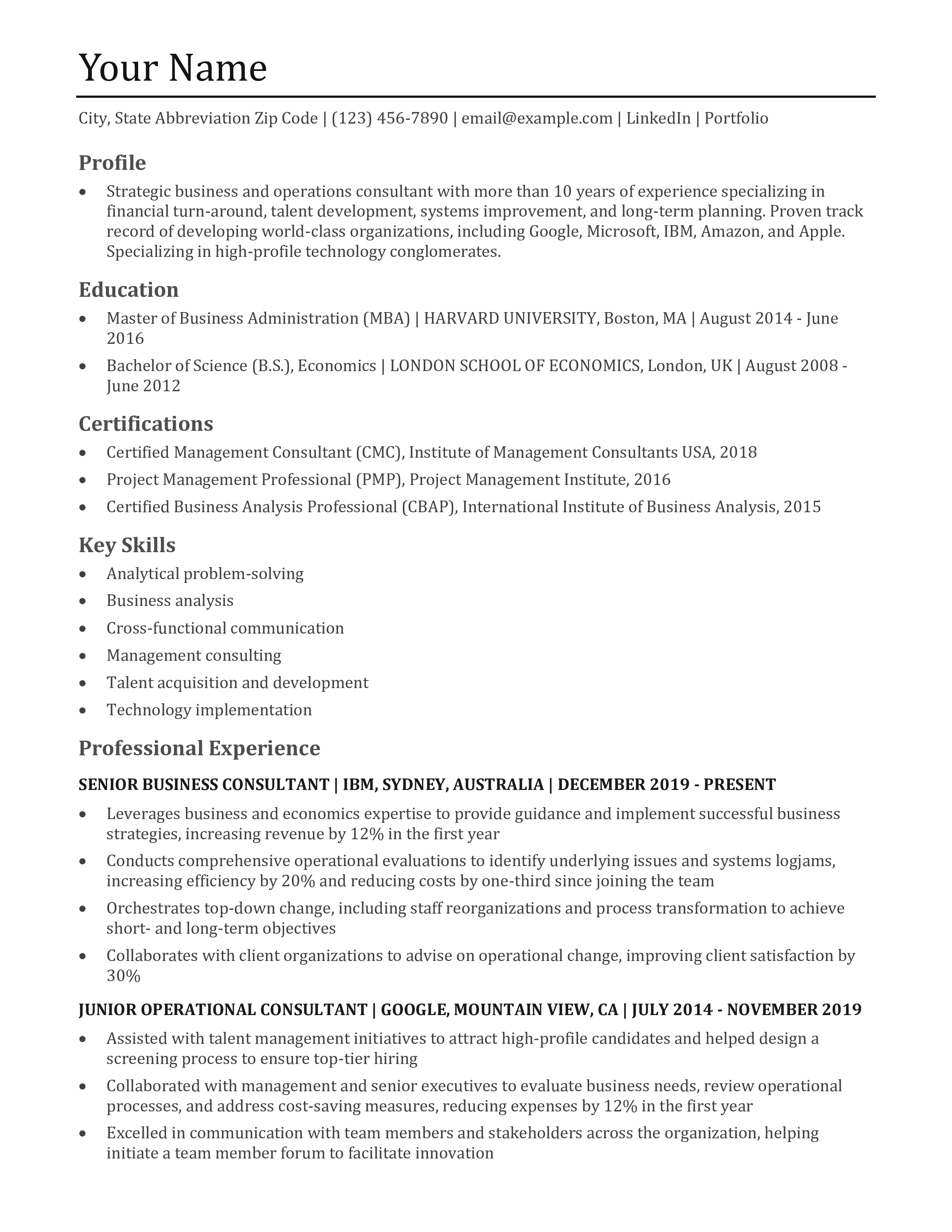 Consultant Resume Templates and Examples
