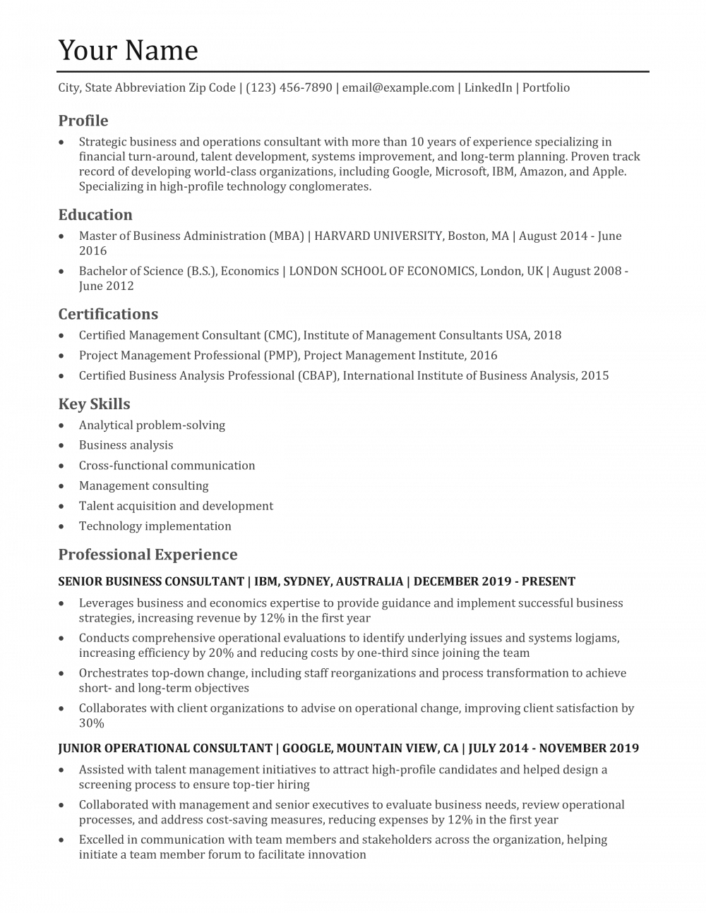Consultant Resume Templates and Examples