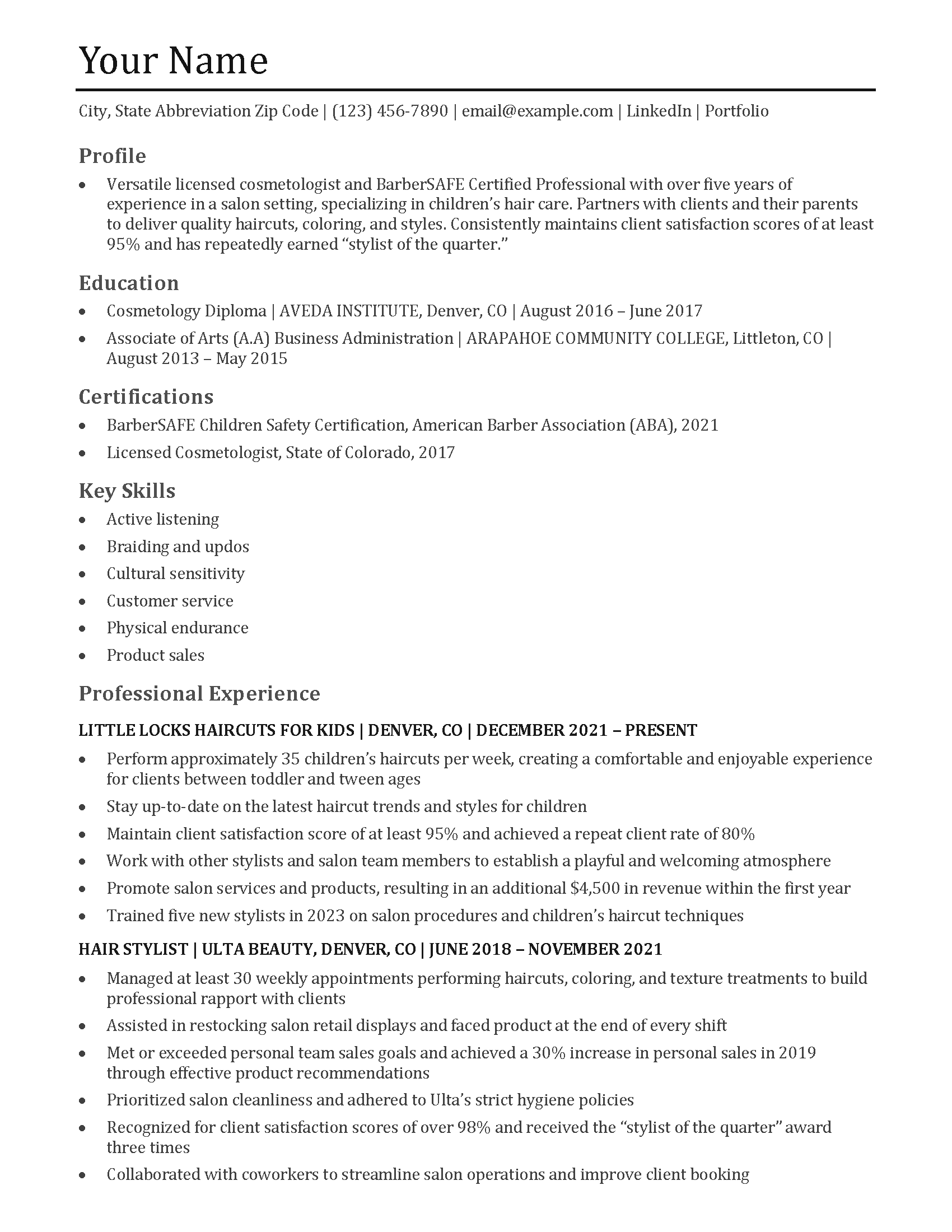 Hair Stylist Resume Templates and - Hair Stylist Resume Templates And Examples