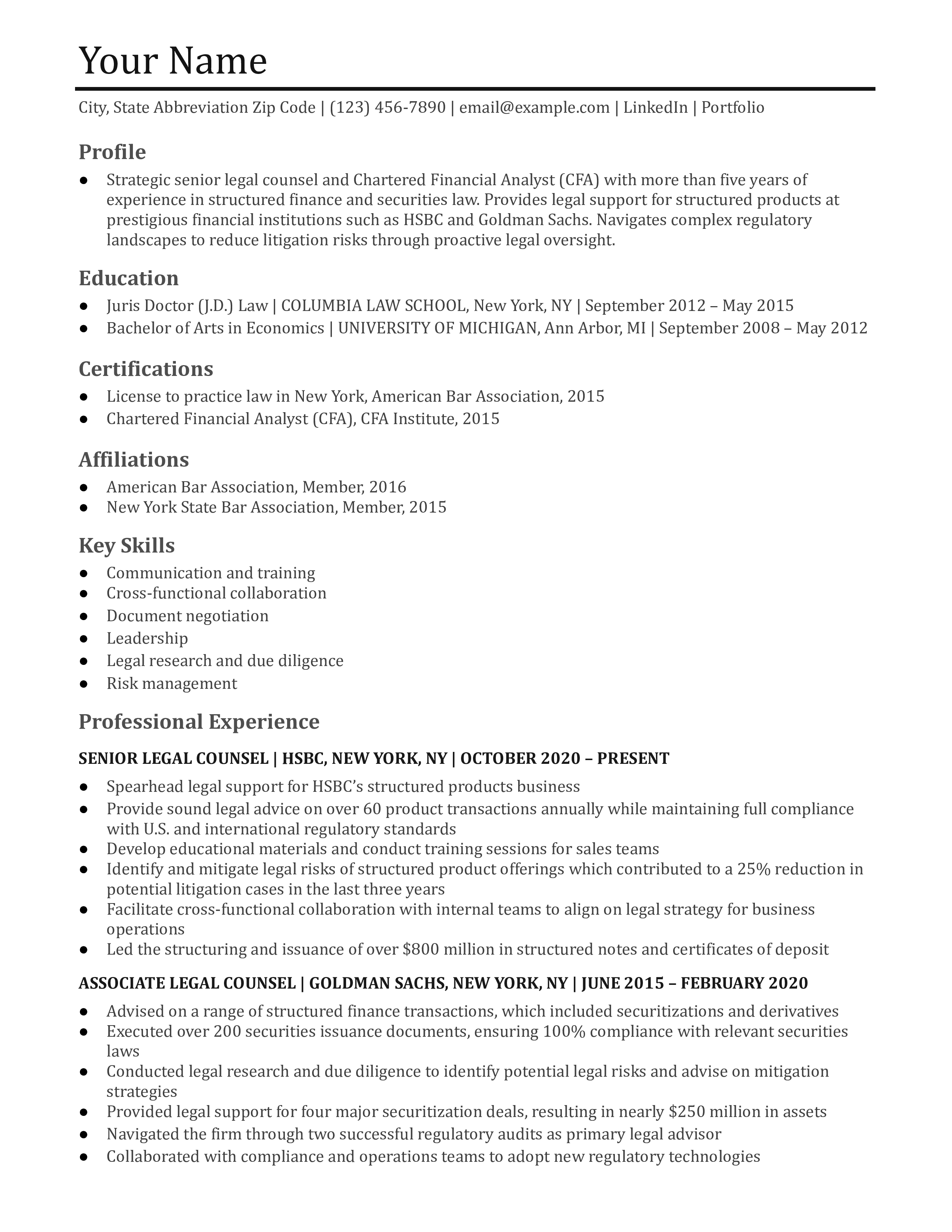 Lawyer Resume Templates and Examples