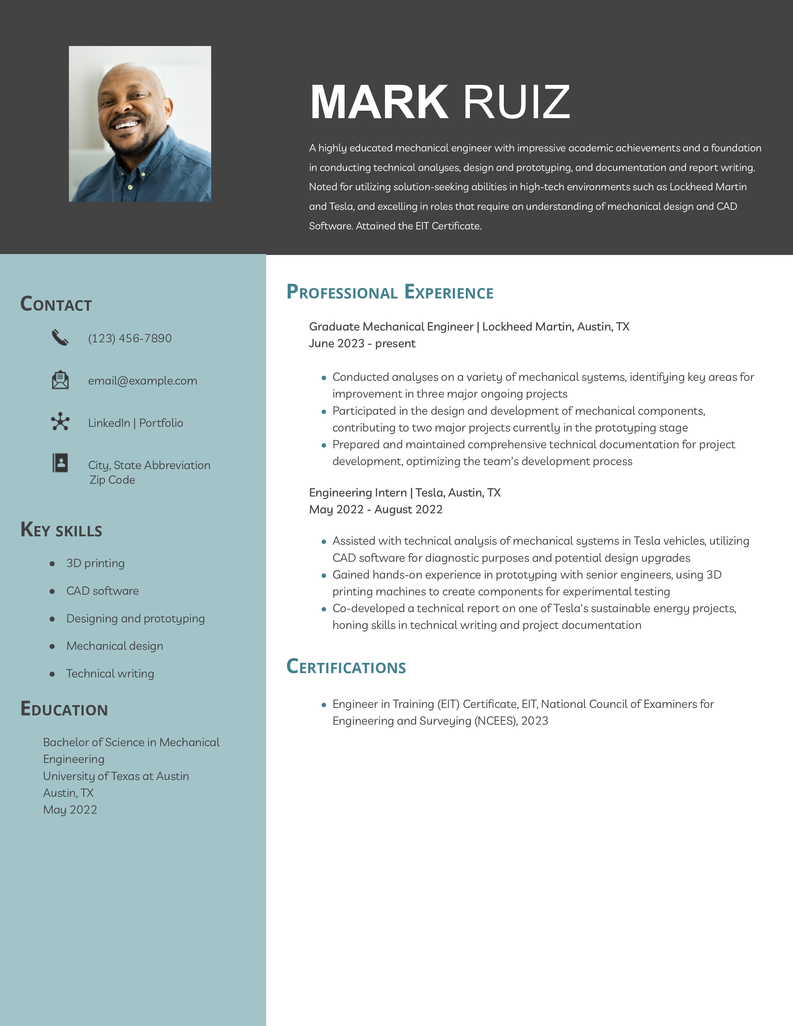 Mechanical Engineer Resume Examples and Templates