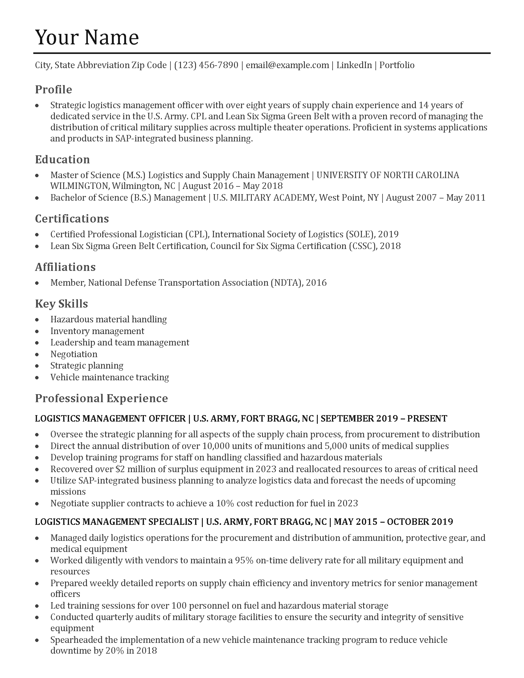 Military Resume Templates and Examples for 2024 ResumeTemplates com Military Resume Templates and Examples for 2024 ResumeTemplates com