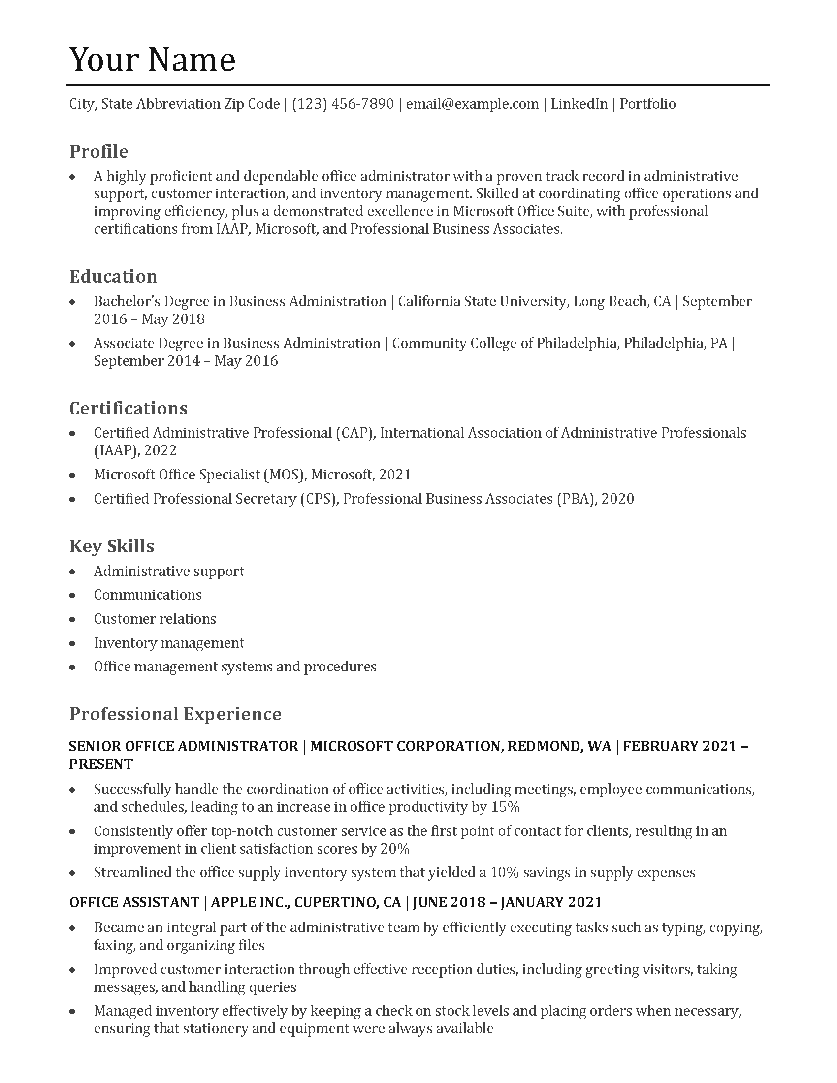 Office Assistant Resume Templates and Examples