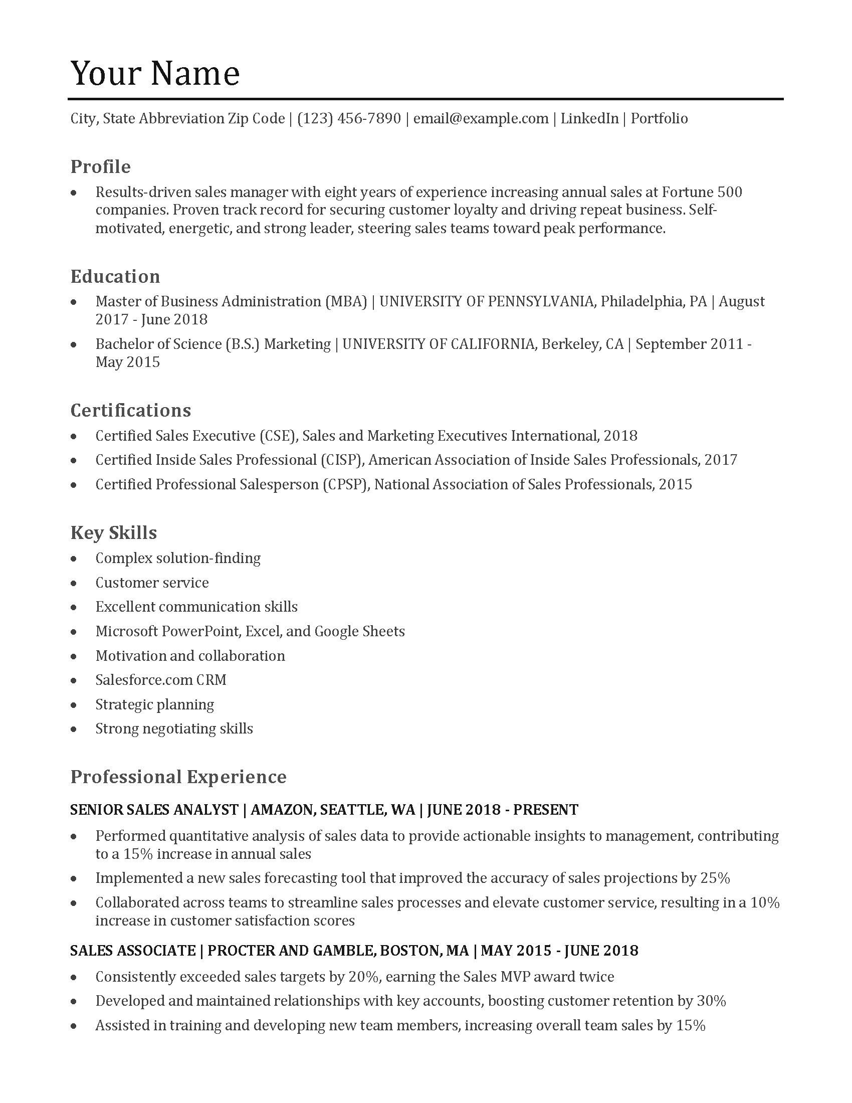 Sales Manager Resume Examples and - Sales Manager Resume Templates And Examples Image