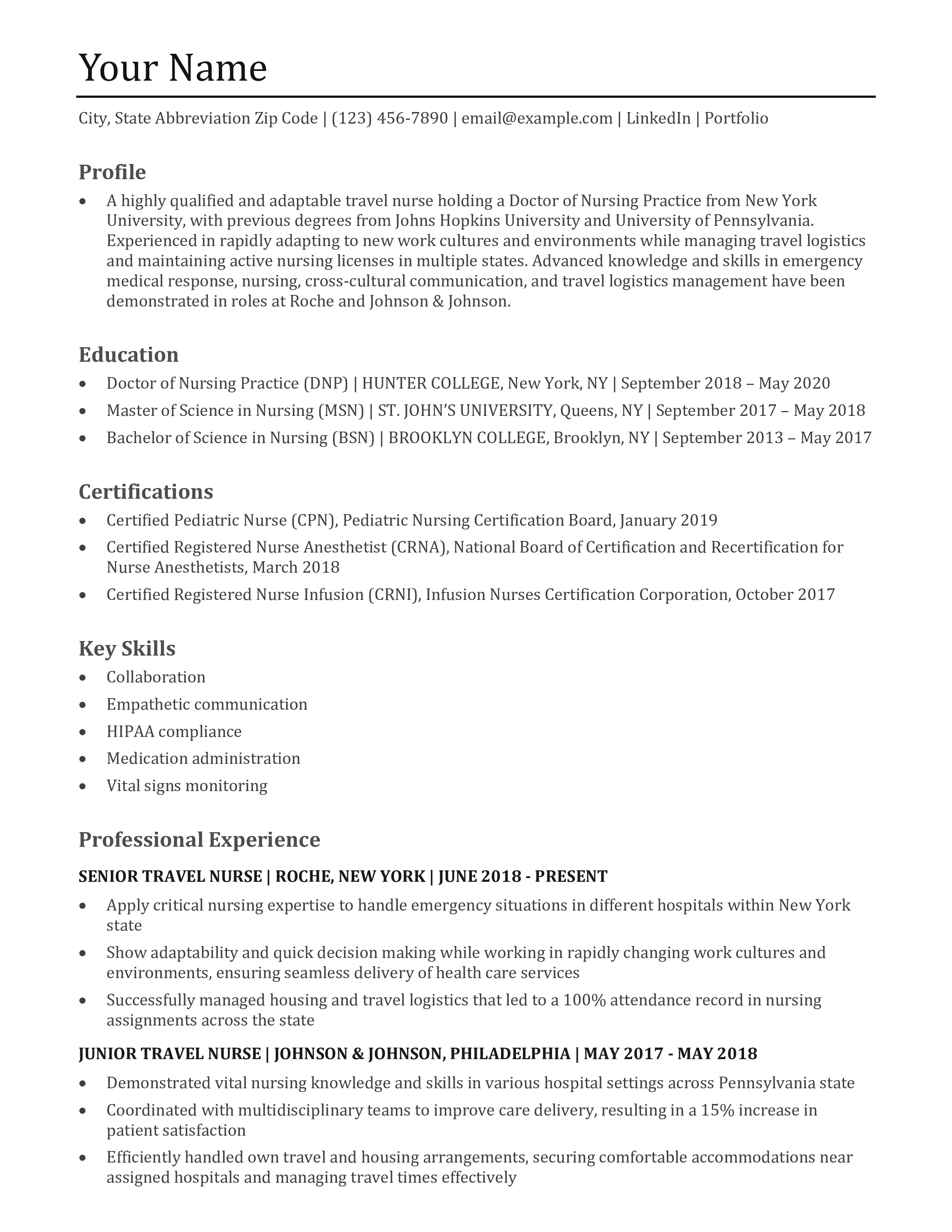 Travel Nurse Resume Examples and Templates
