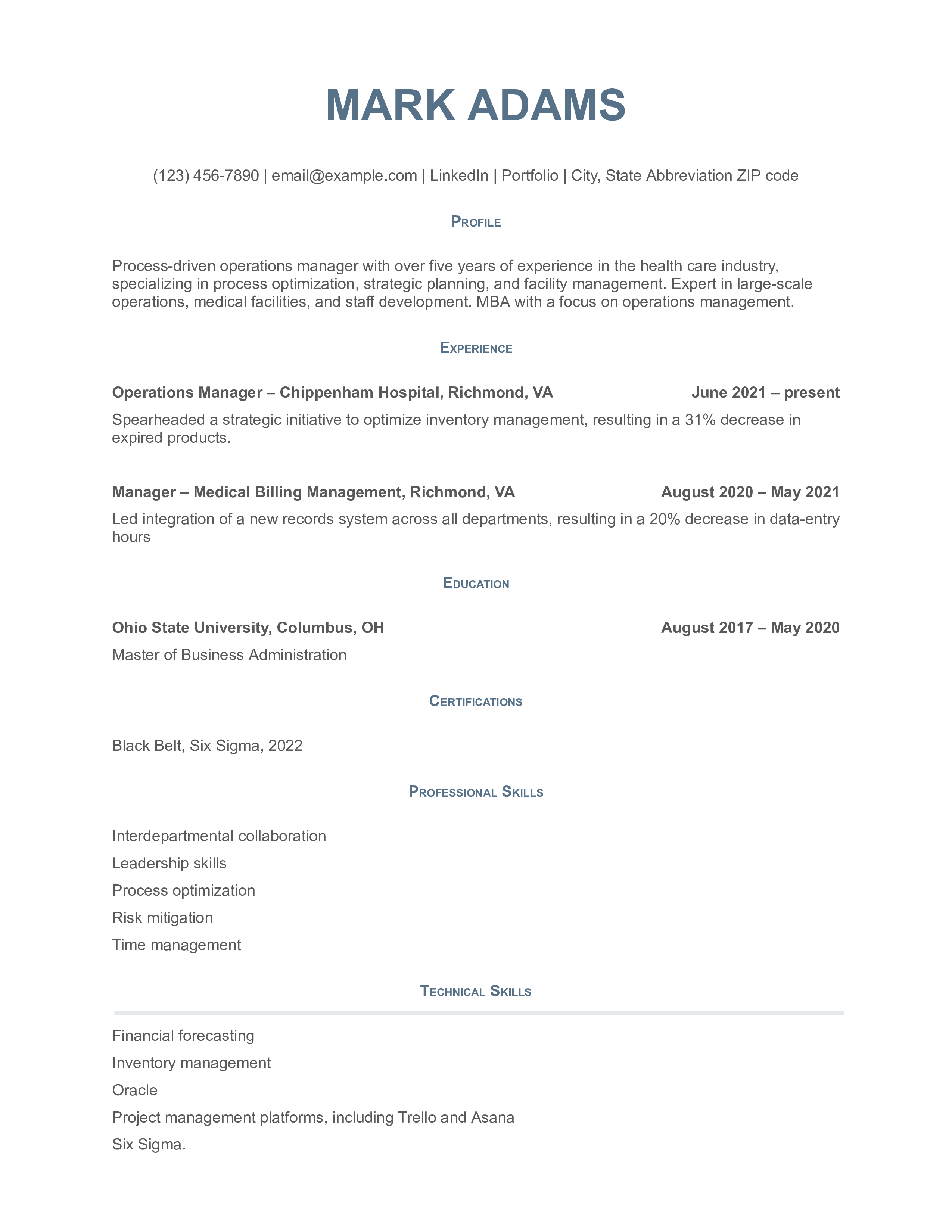 ATS Friendly Hybrid Resume Template