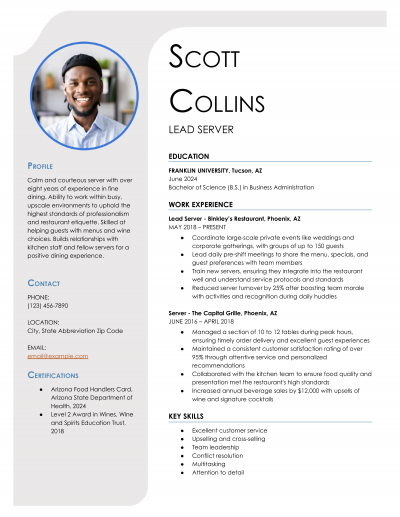 23 Best Bartender Resume Examples and Templates for 2025