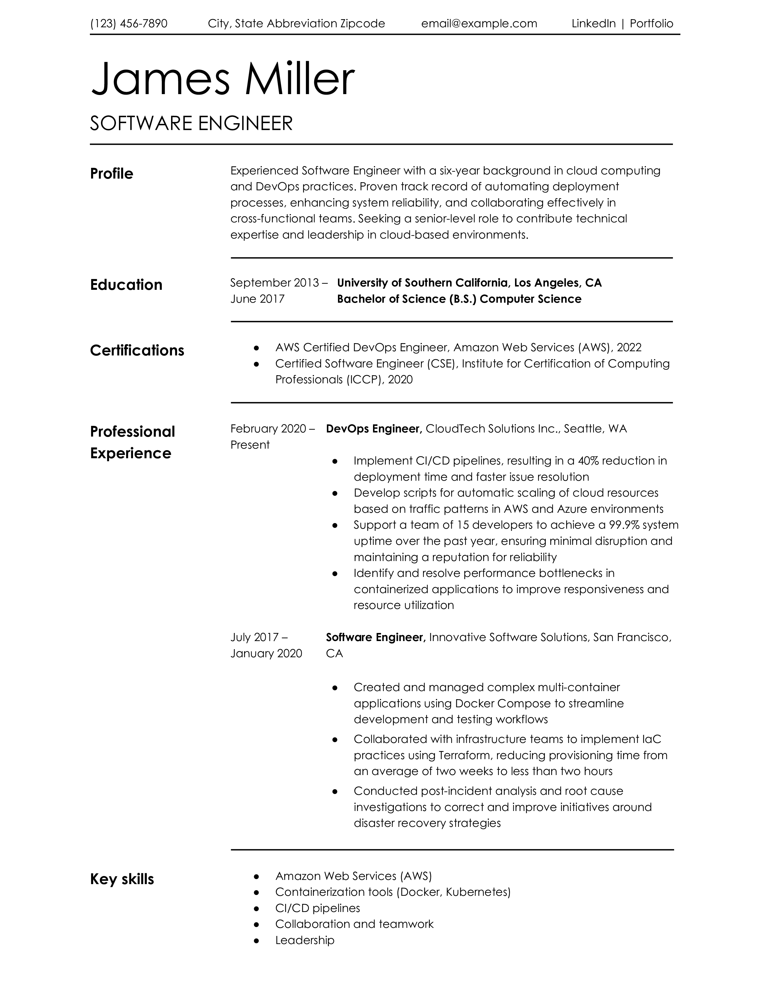 Software Engineer Resume Templates and Examples