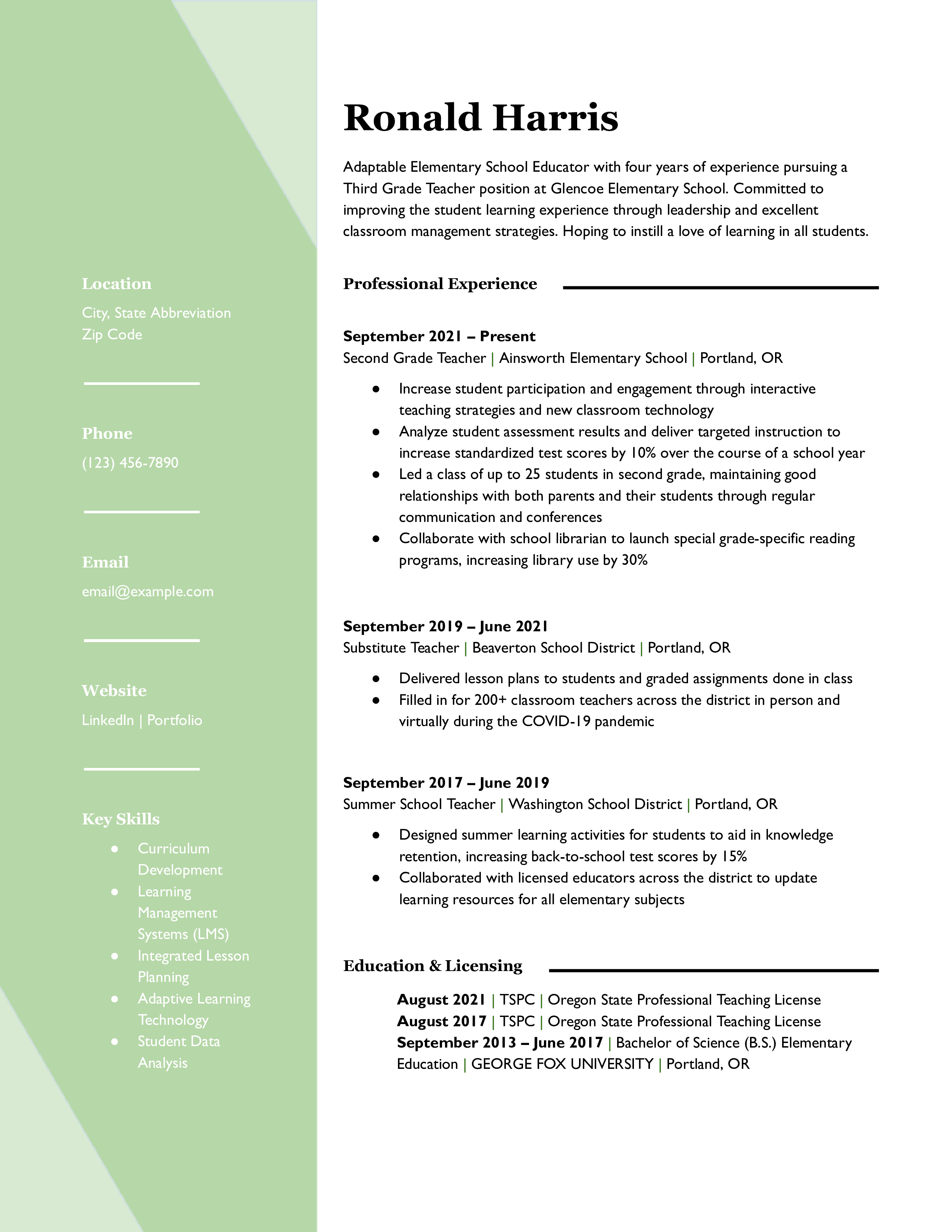 Teacher Resume Templates and Examples