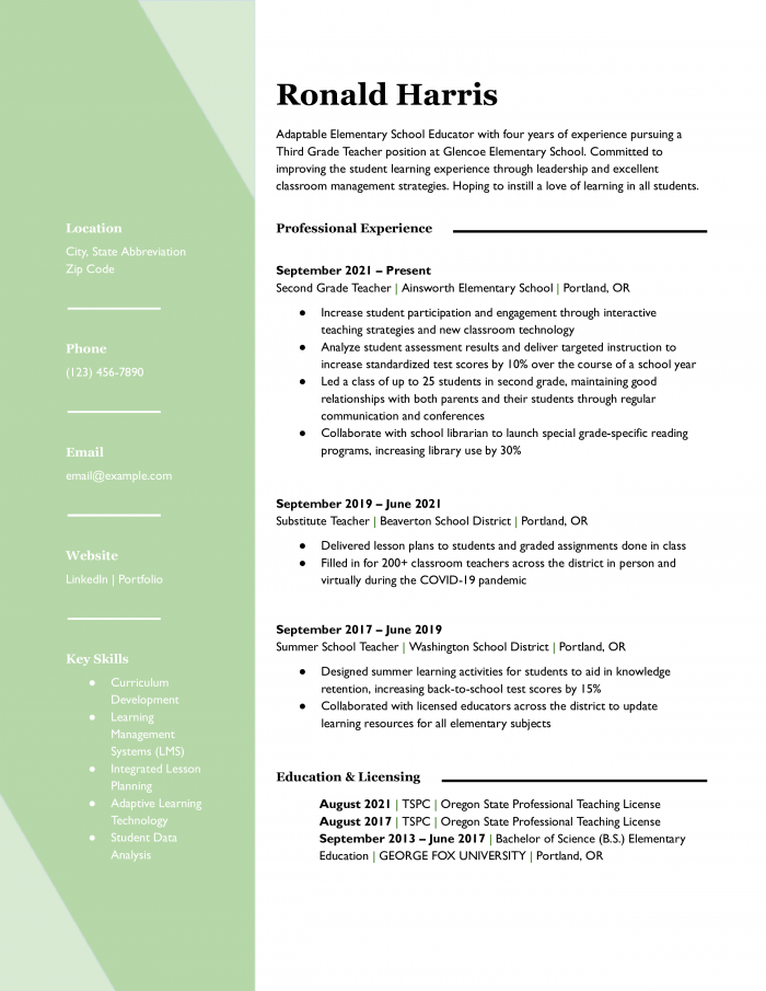 Teacher Resume Templates and Examples