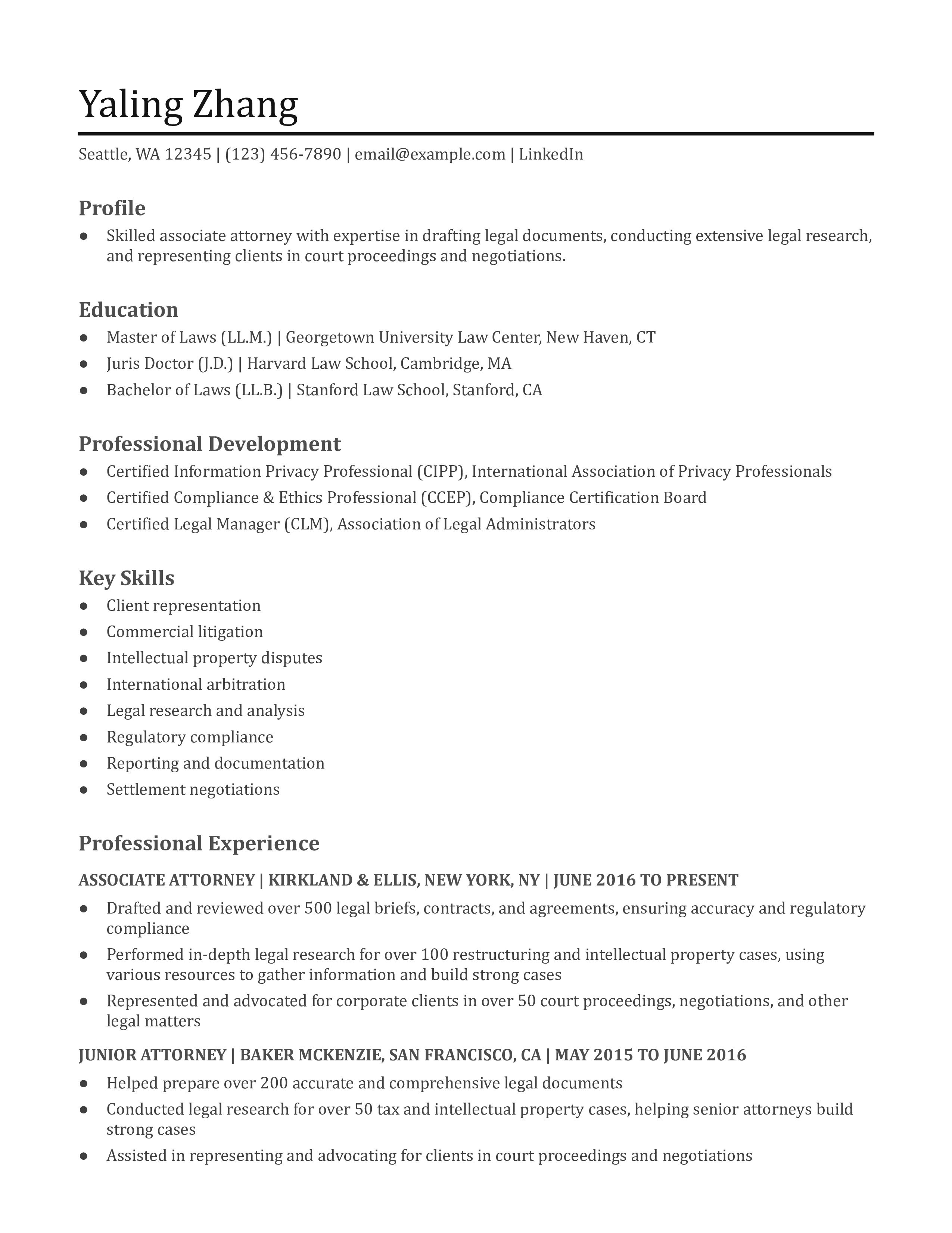 Attorney resume templates