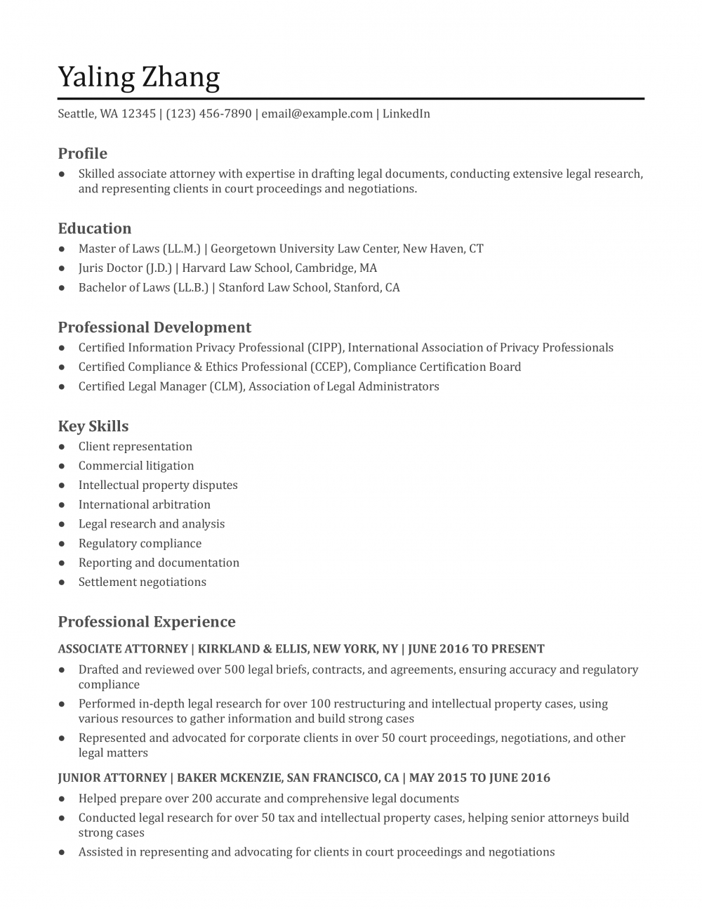 Attorney resume templates