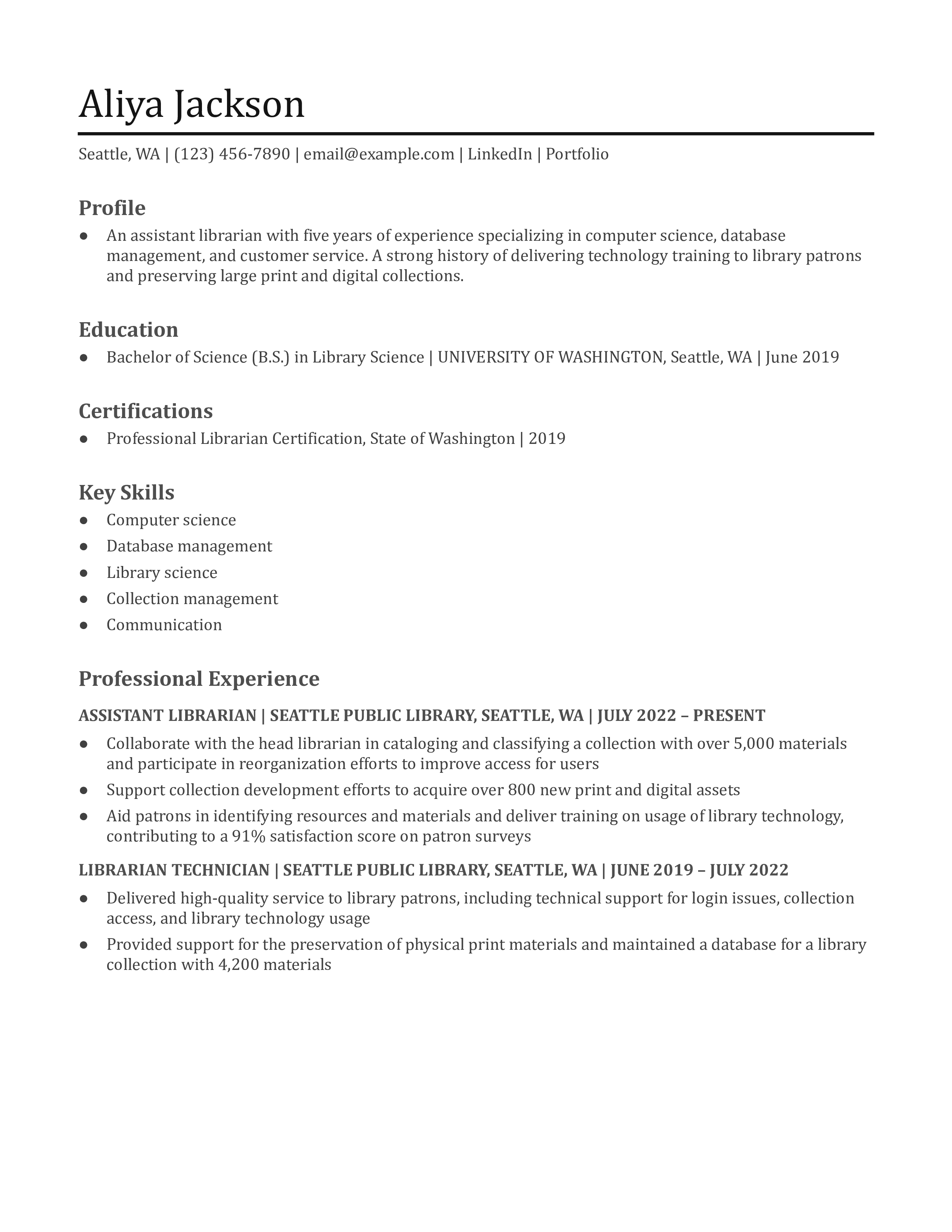 Librarian Resume Examples and Templates - Librarian Assistant Resume Example .pdf