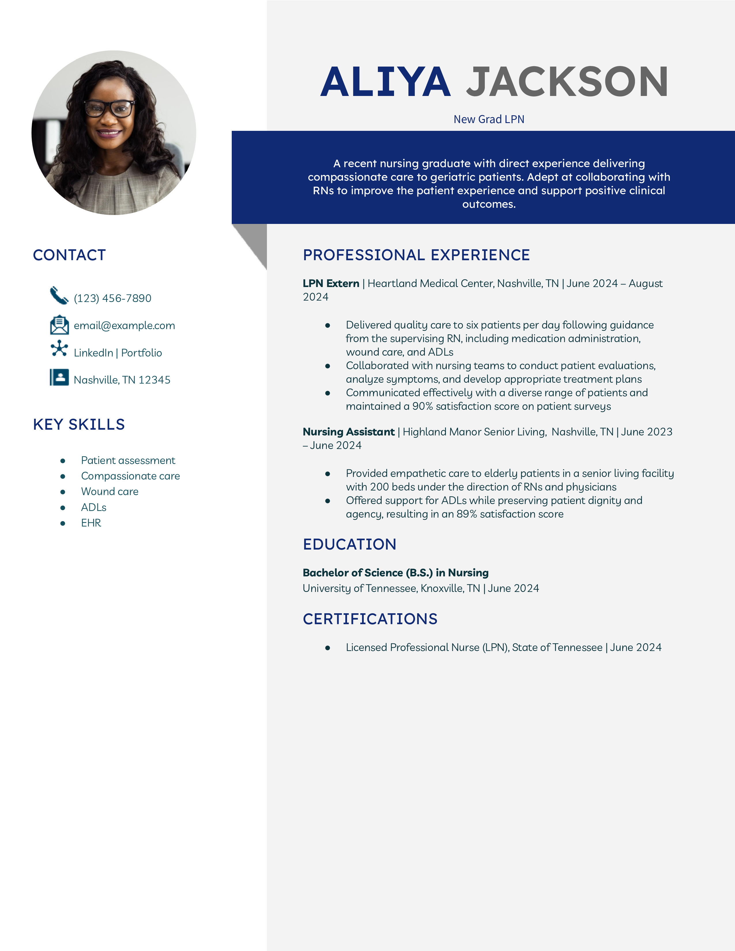 New Grad LPN Resume Example