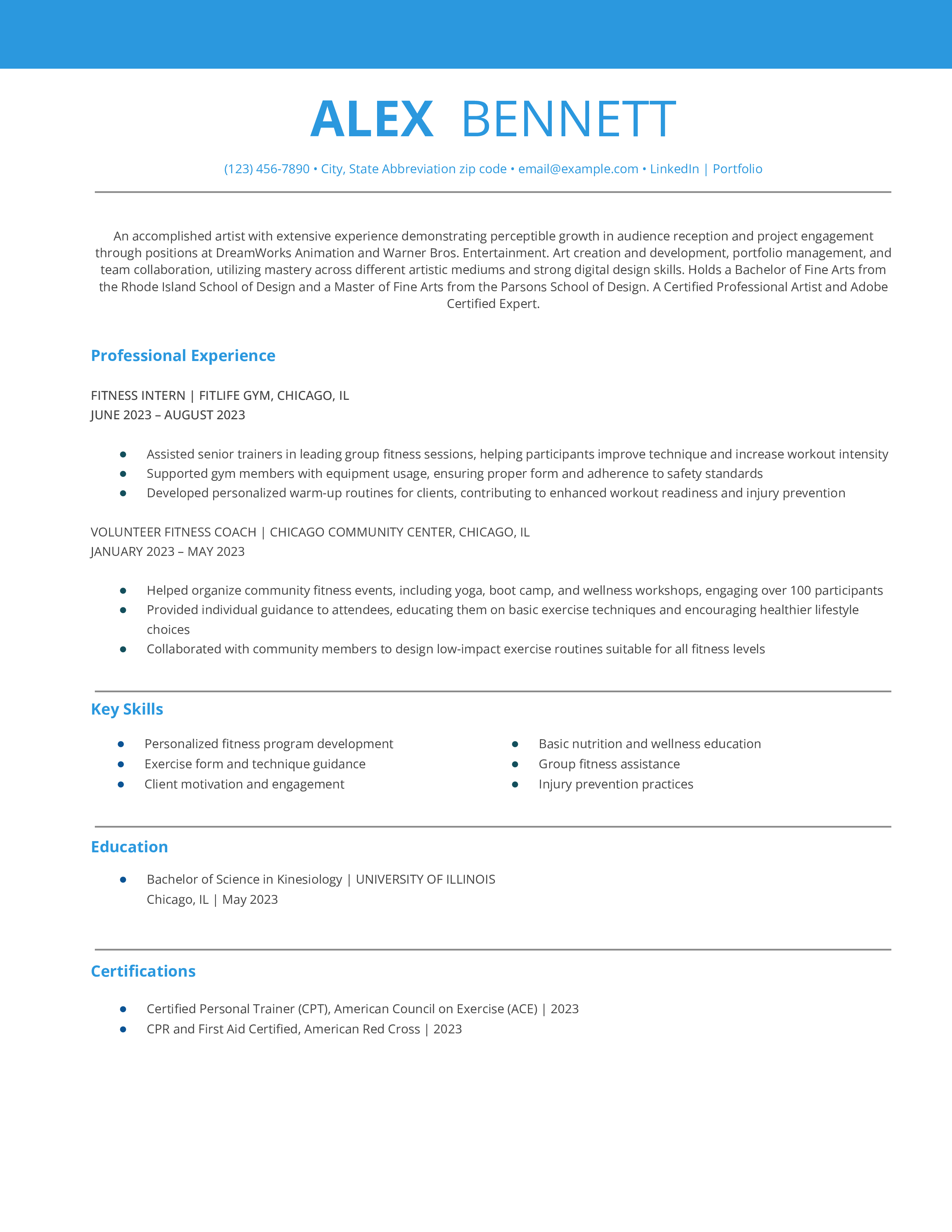 Personal Trainer With No Experience Resume Example
