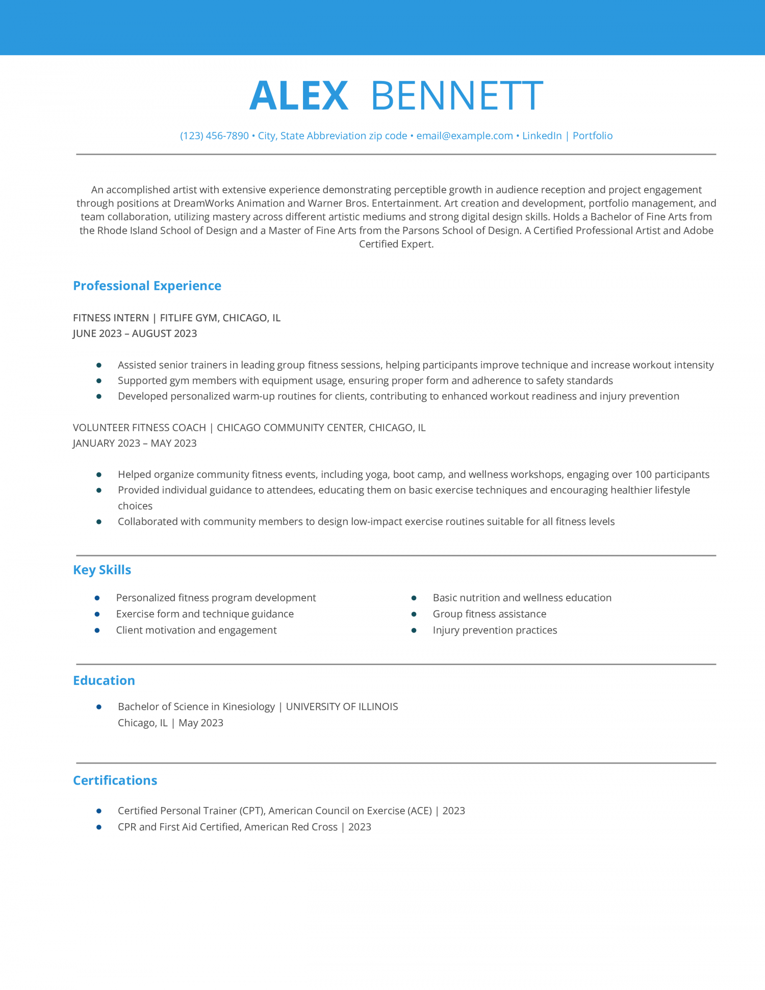 Personal Trainer With No Experience Resume Example