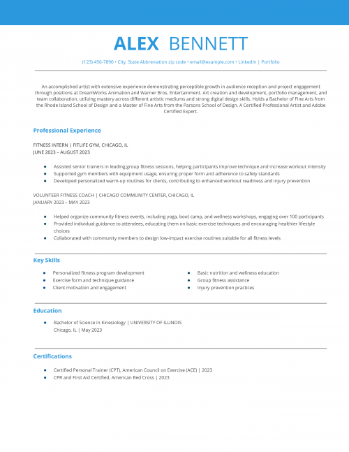 Personal Trainer With No Experience Resume Example