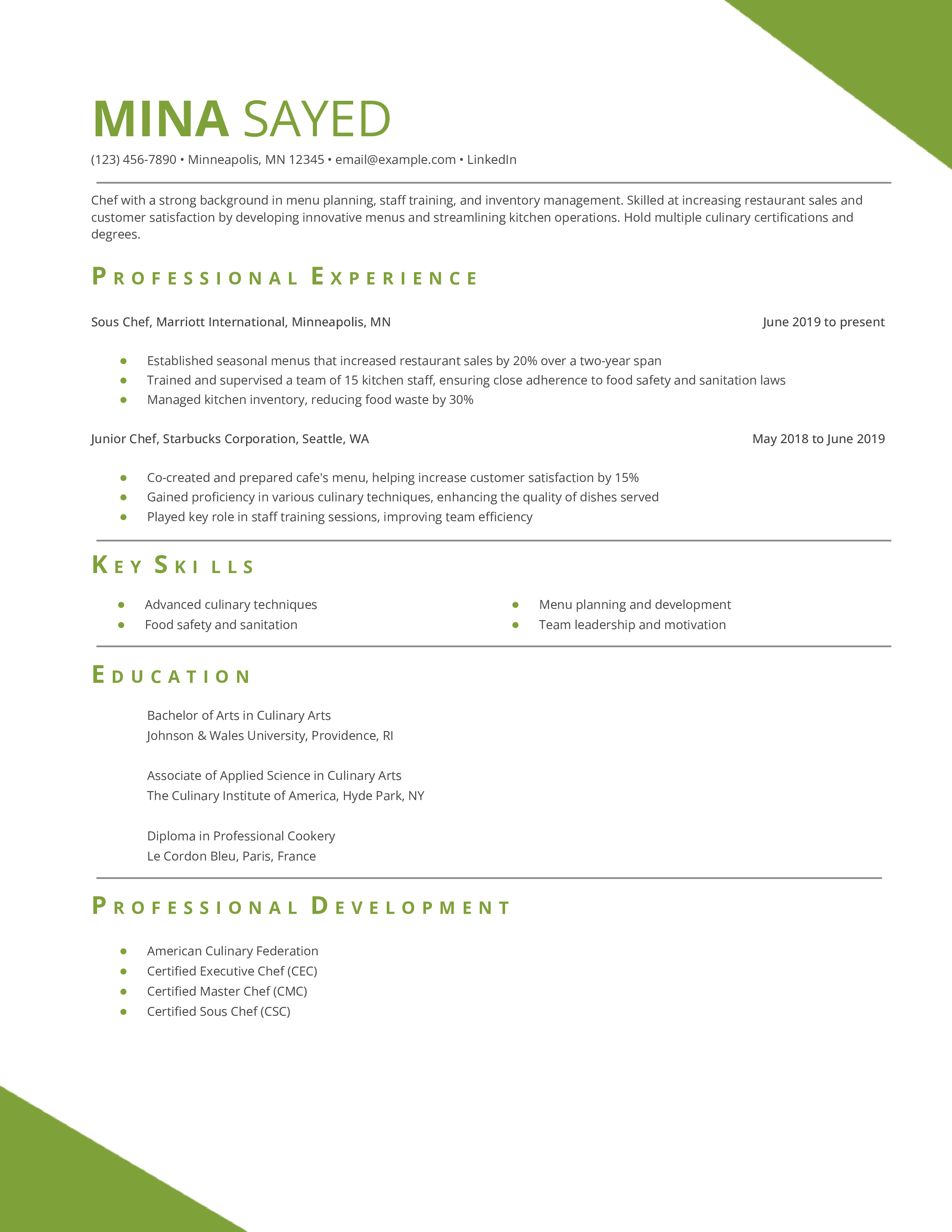 Chef Resume Examples and Templates