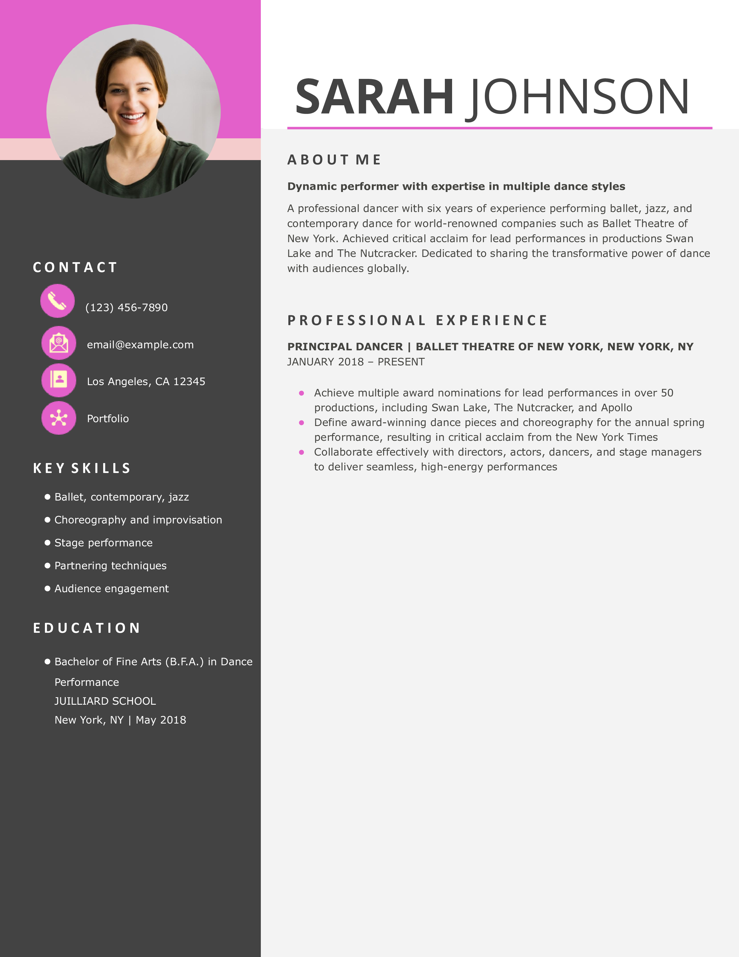 Dancer Resume Examples and Templates