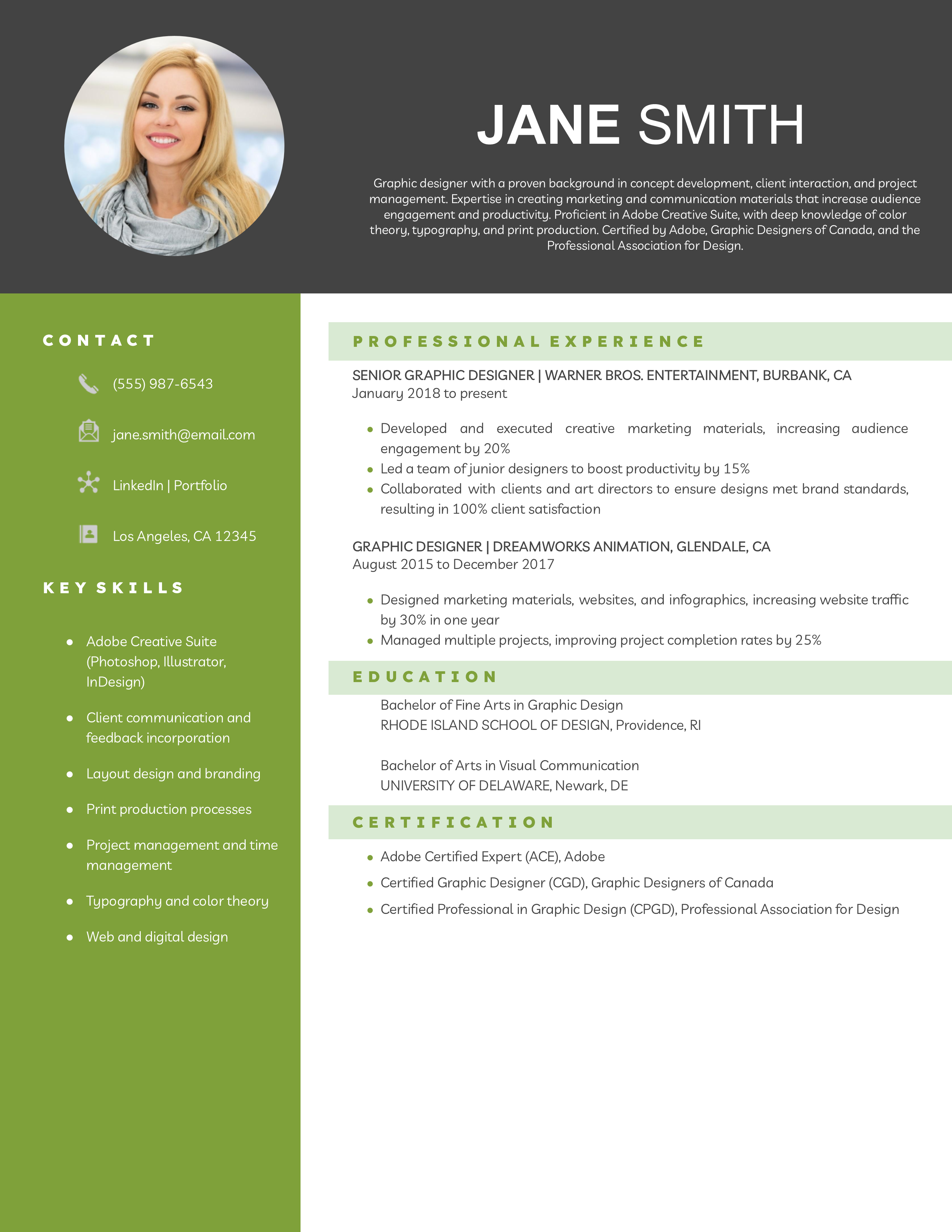 Graphic Designer Resume Example