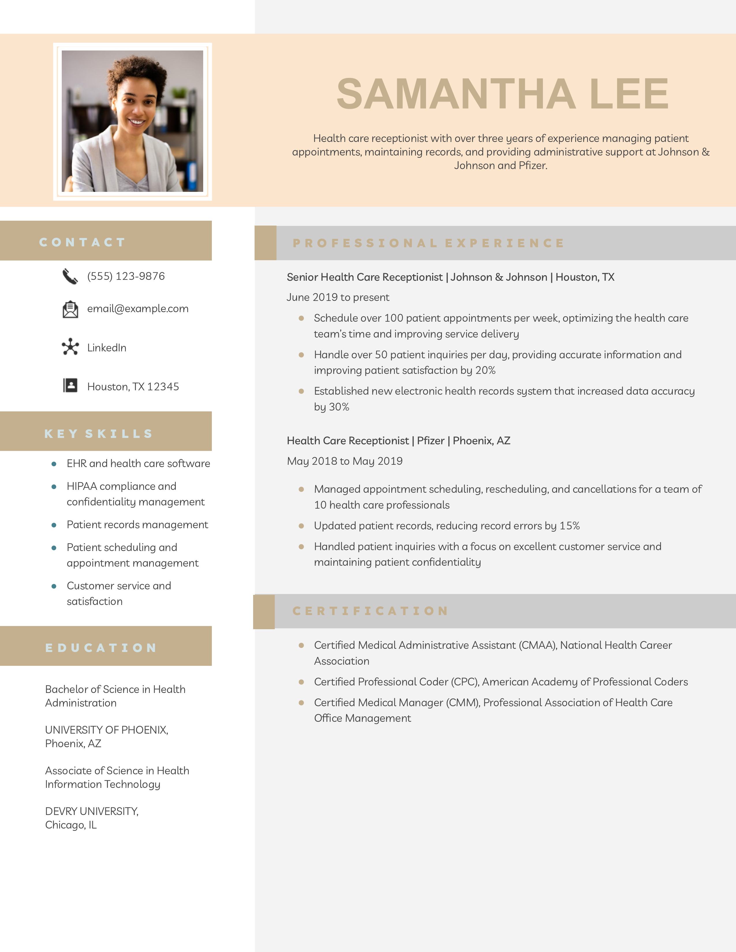 Health Care Resume Examples and - Health Care Receptionist Resume Example.pdf 