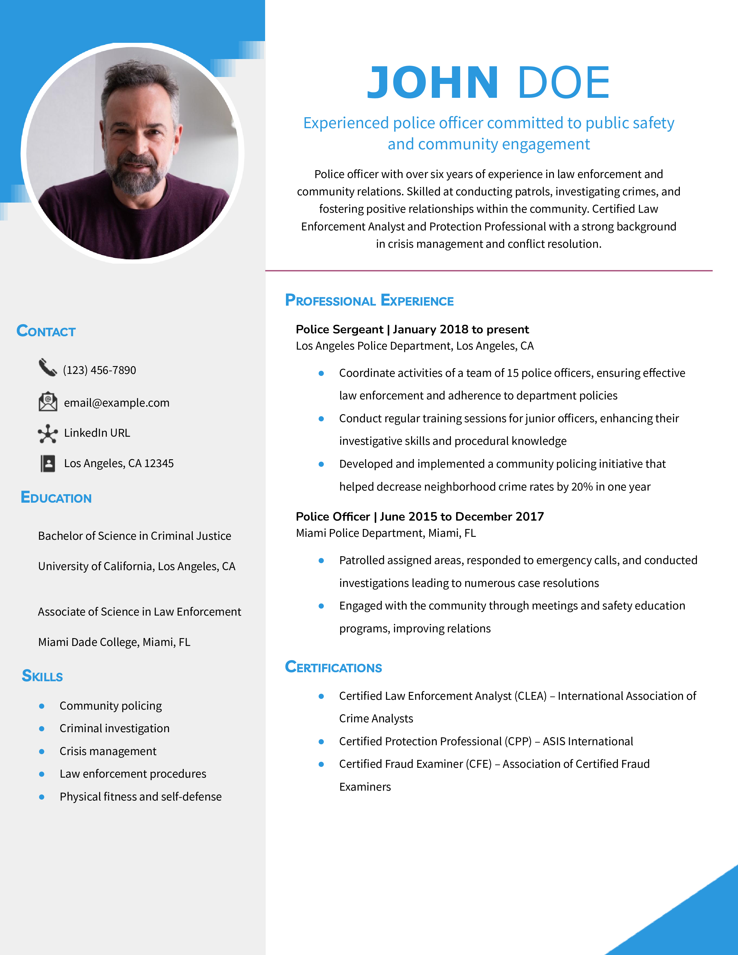 Police Officer Resume Example