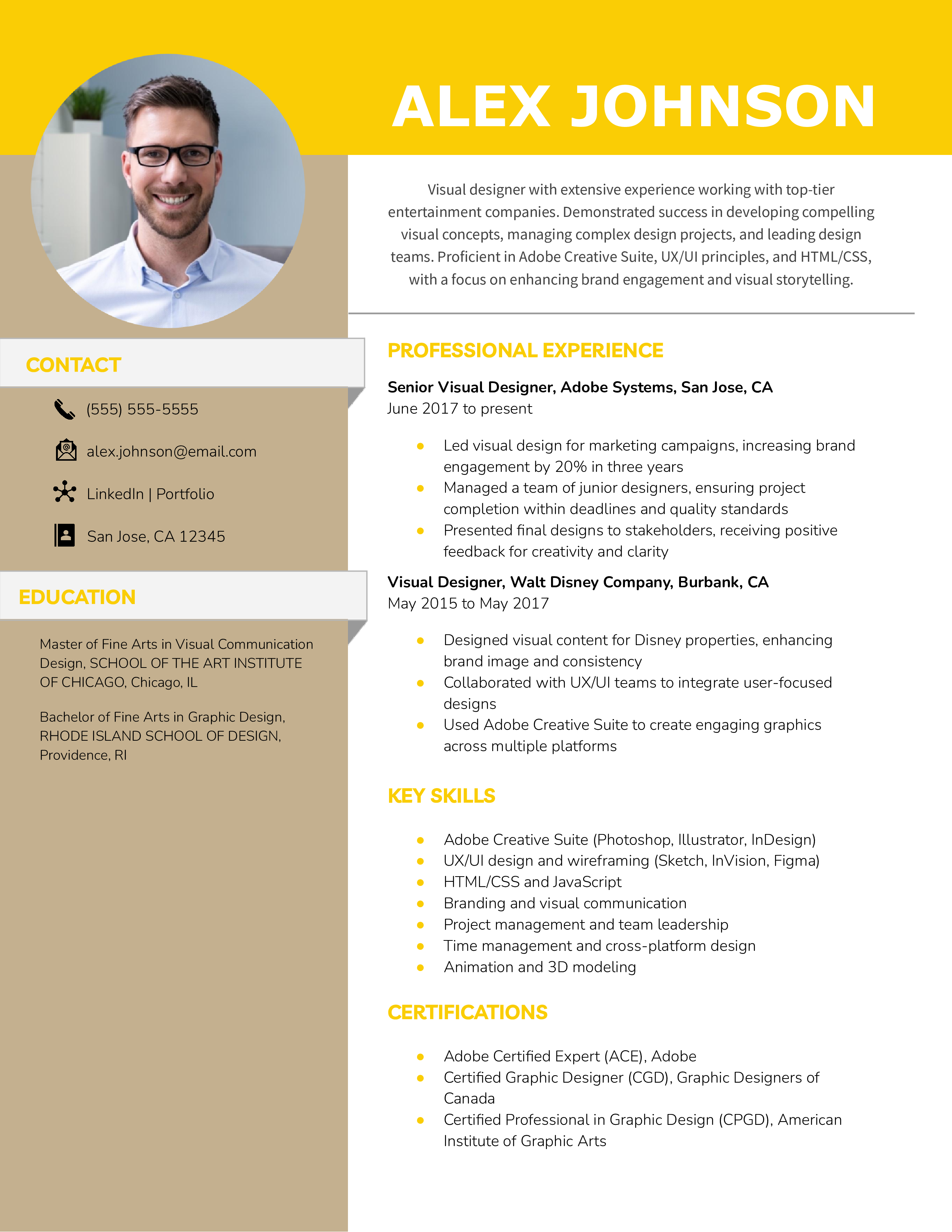 Visual Designer Resume Example