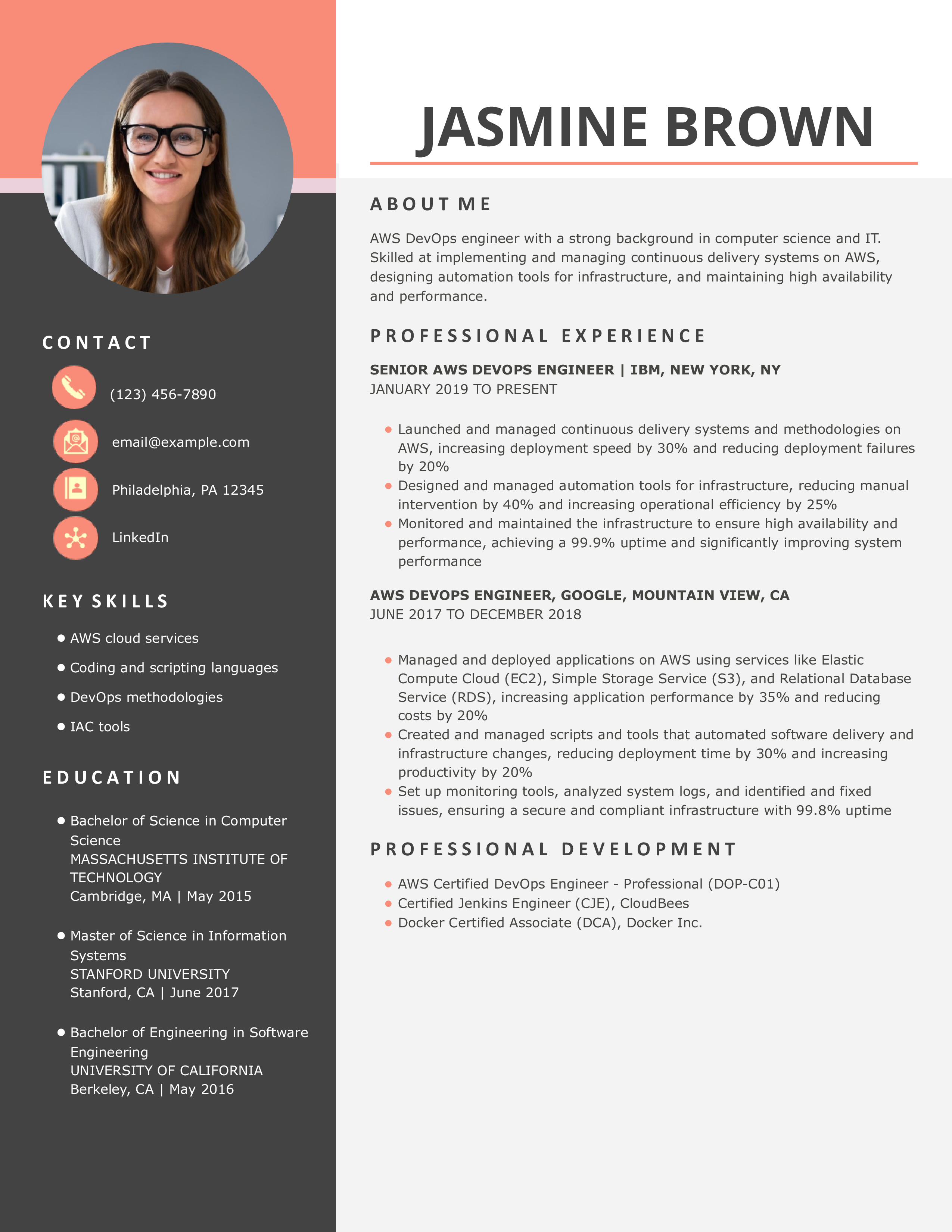 AWS DevOps Engineer Resume Example