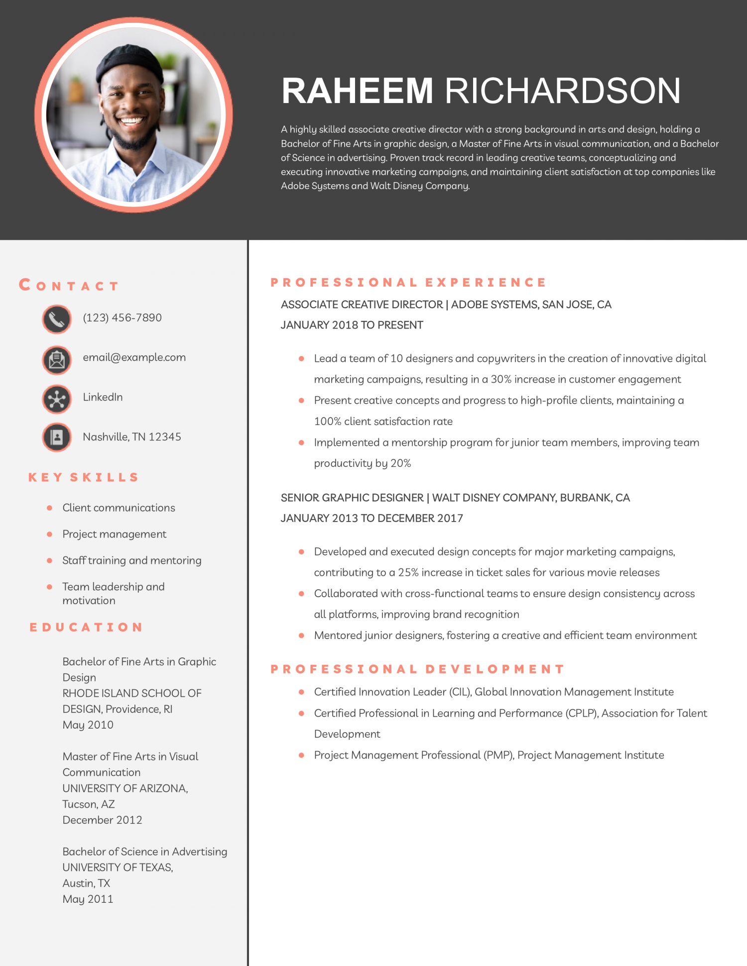Associate Creative Director Resume Example