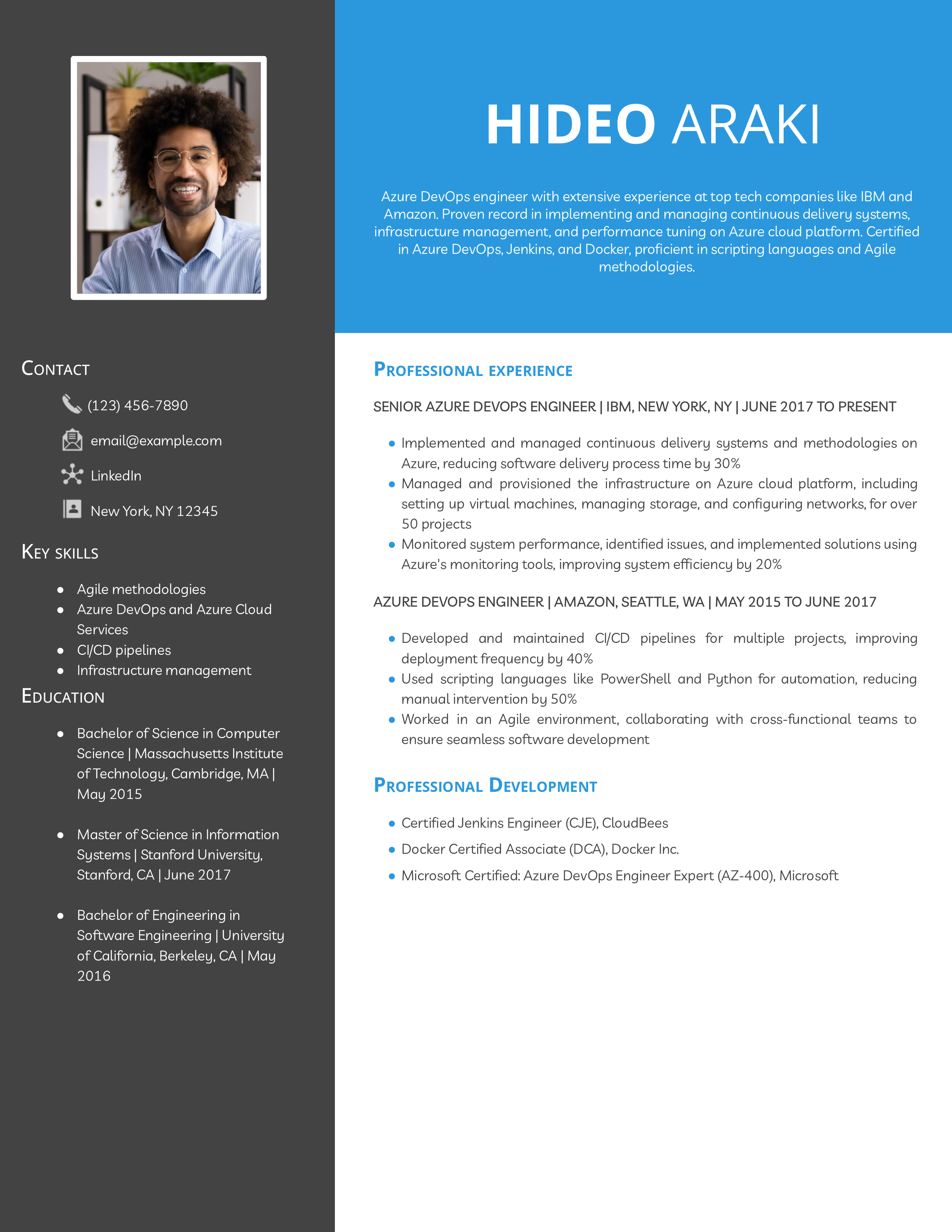 Azure DevOps Engineer Resume Example