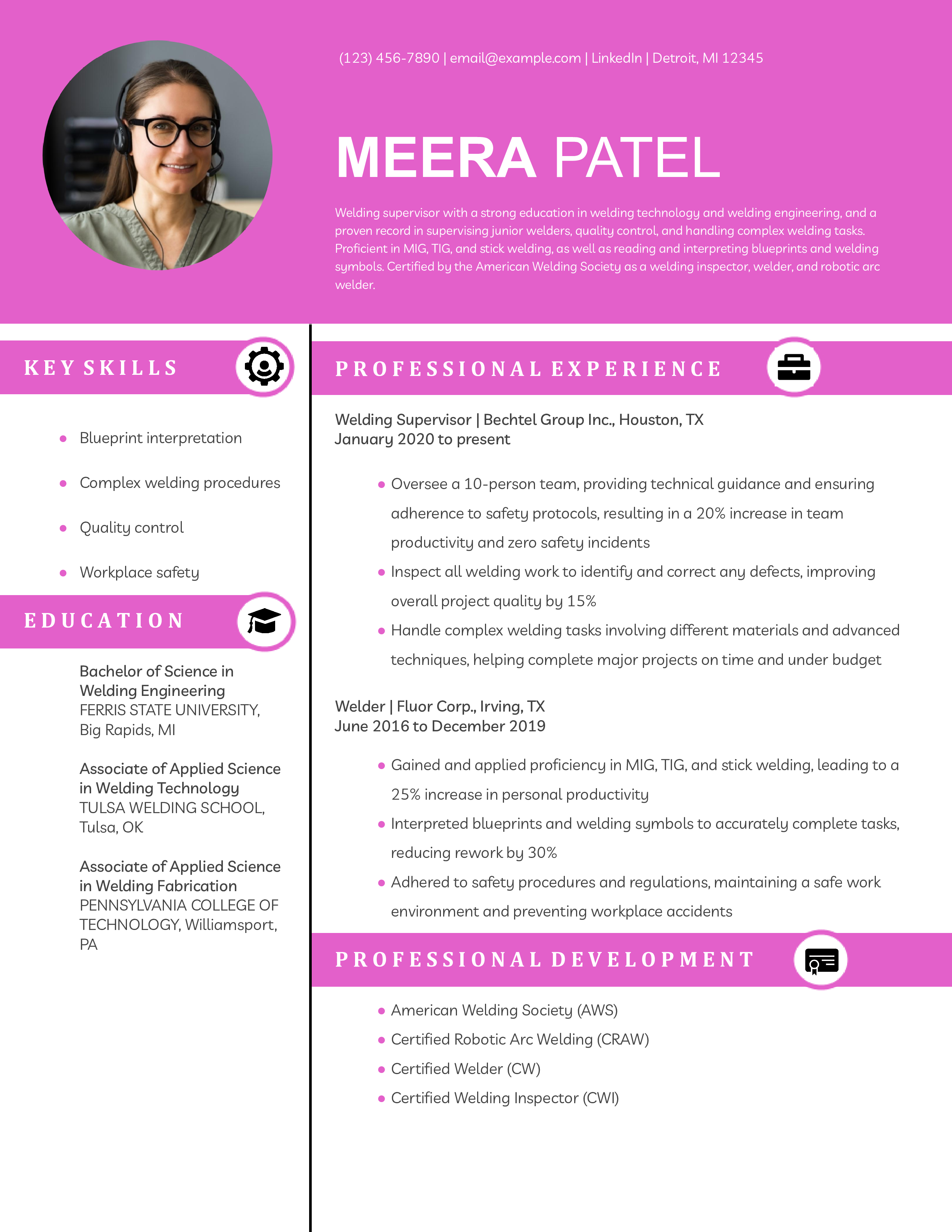 Beginner Welder Resume Example