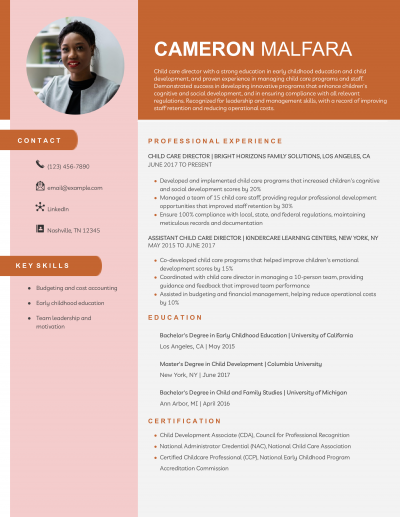 4 Best Child Care Resume Examples and Templates for 2025