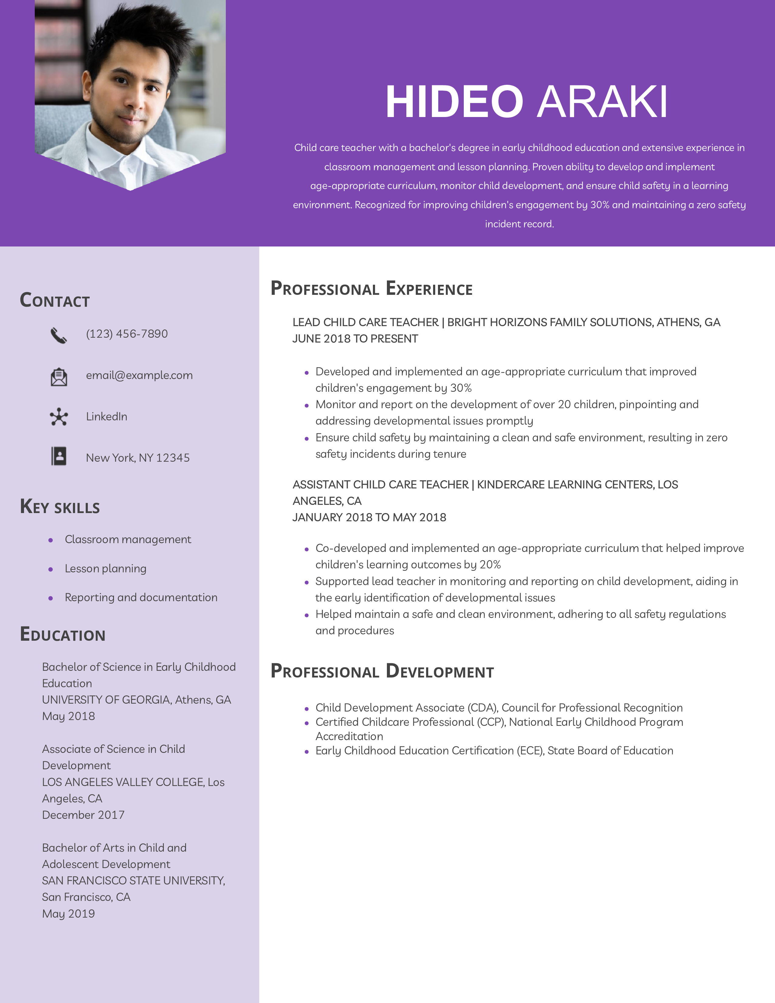 4 Best Child Care Resume Examples and Templates for 2025