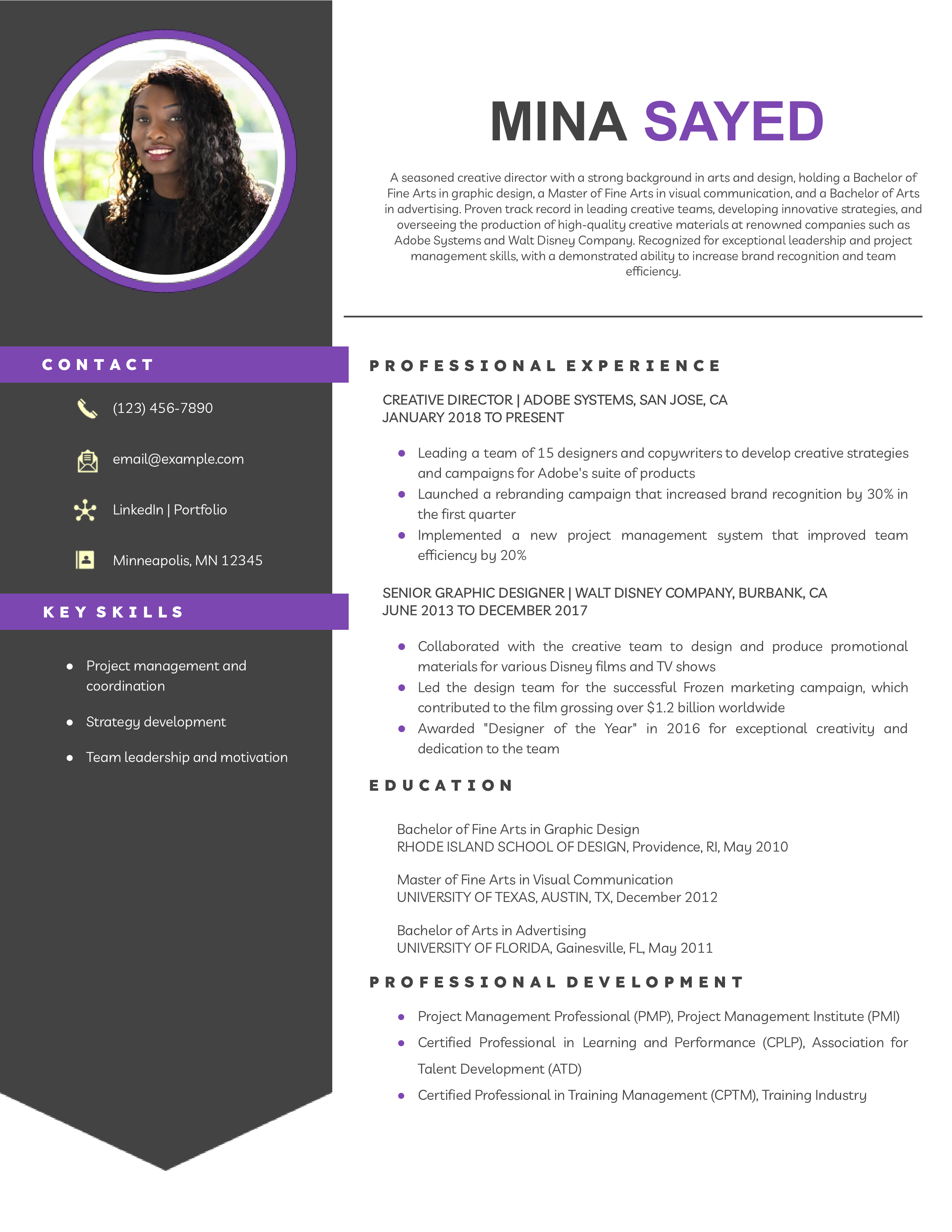 Creative Director Resume Example