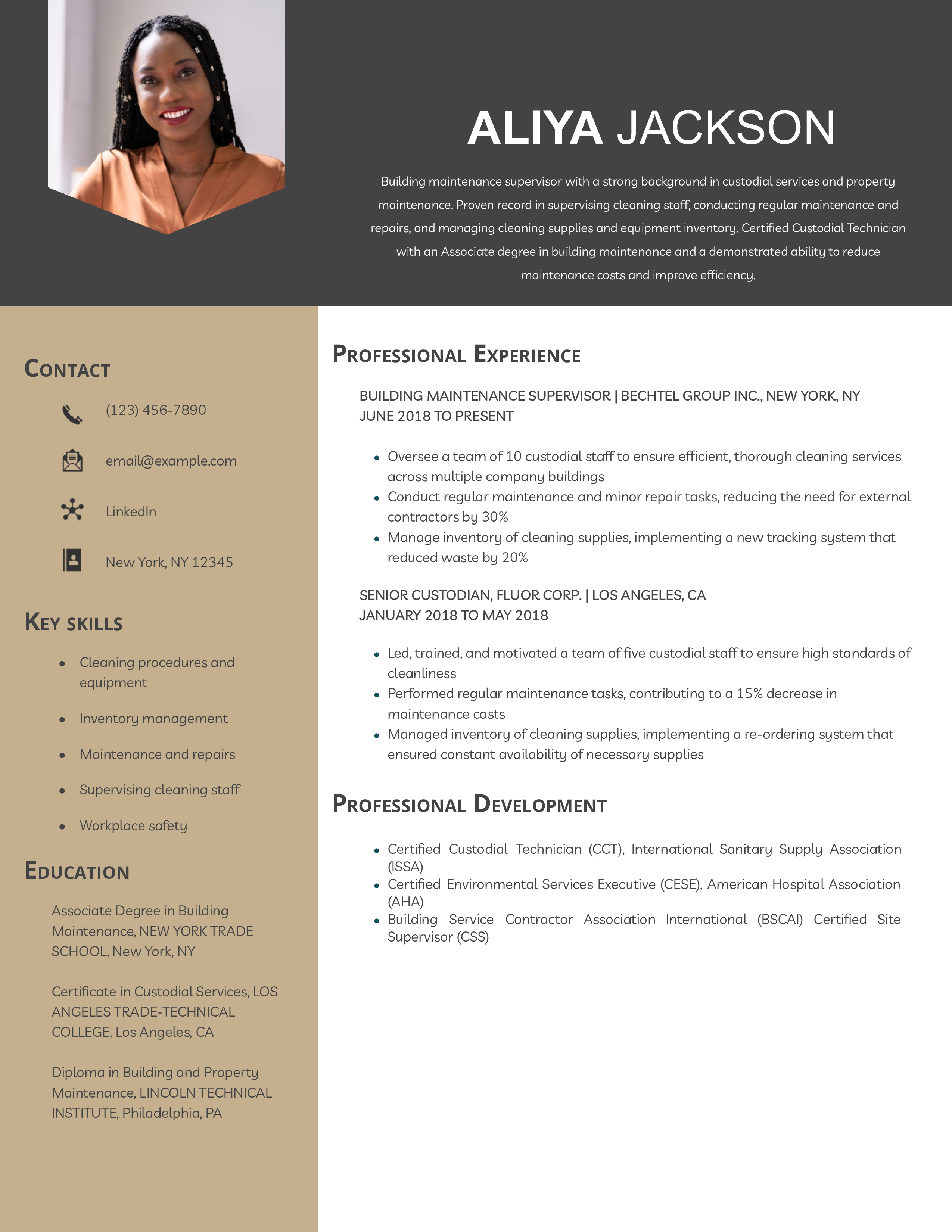 Custodian Janitor Resume Example