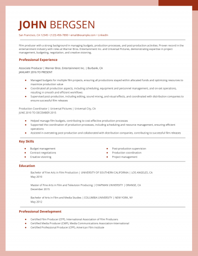 Film Resume Examples and Templates