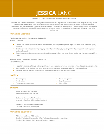 20 Best Videographer Resume Examples and Templates for [y]