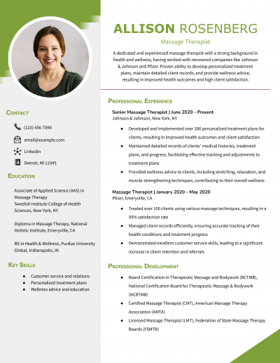 4 Best Massage Therapist Resume Examples and Templates for 2025