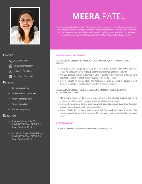 Medical Doctor Resume Example